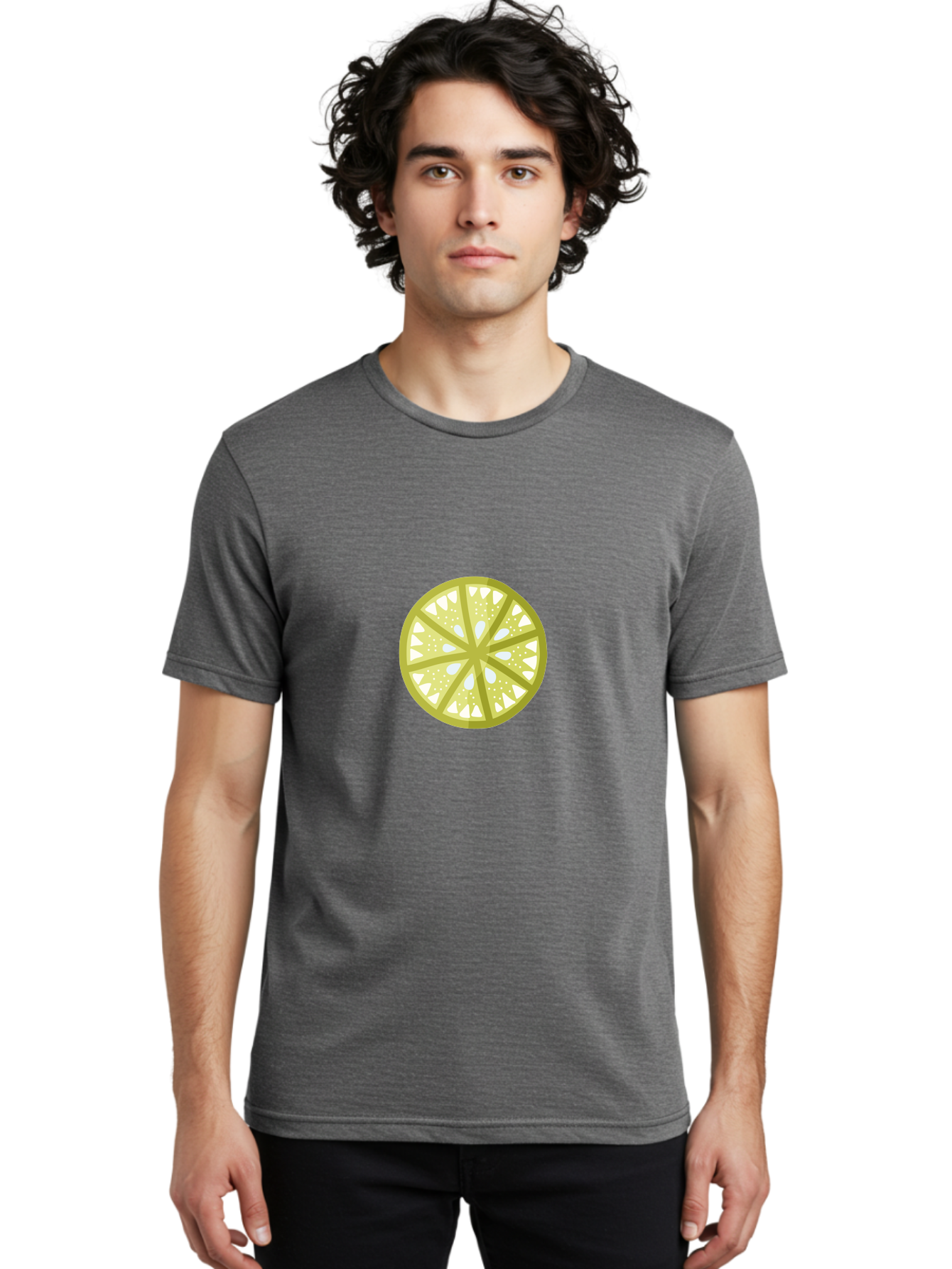 Lemon-Slice Men'S Graphic Tee, 100% Cotton, Comfortable Casual Summer Wear, Machine Washable, Lemon Slice, Citrus Fruit, Juicy Pulp, Yellow Lemon, Segmented Citrus, Vibrant Citrus, Fresh Lemon Slice, Lemon Wedge Aad715