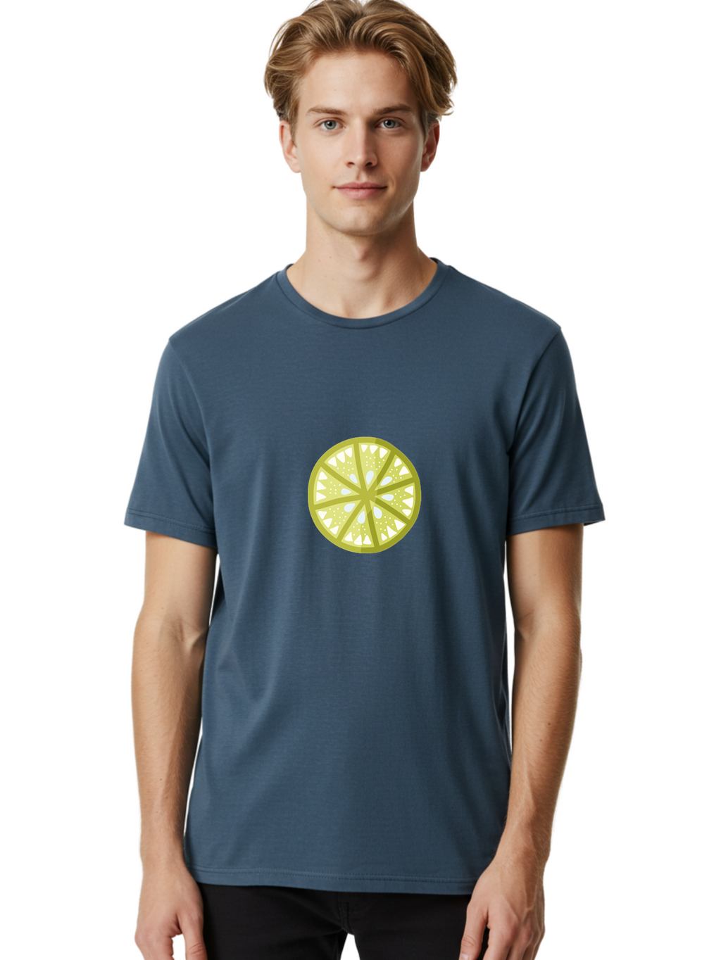 Lemon-Slice Men'S Graphic Tee, 100% Cotton, Comfortable Casual Summer Wear, Machine Washable, Lemon Slice, Citrus Fruit, Juicy Pulp, Yellow Lemon, Segmented Citrus, Vibrant Citrus, Fresh Lemon Slice, Lemon Wedge Aad715