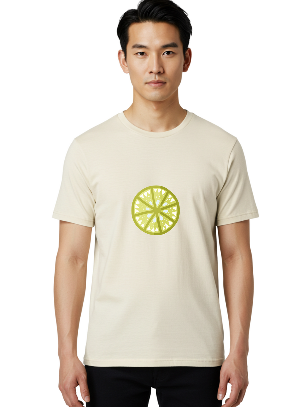 Lemon-Slice Men'S Graphic Tee, 100% Cotton, Comfortable Casual Summer Wear, Machine Washable, Lemon Slice, Citrus Fruit, Juicy Pulp, Yellow Lemon, Segmented Citrus, Vibrant Citrus, Fresh Lemon Slice, Lemon Wedge Aad715