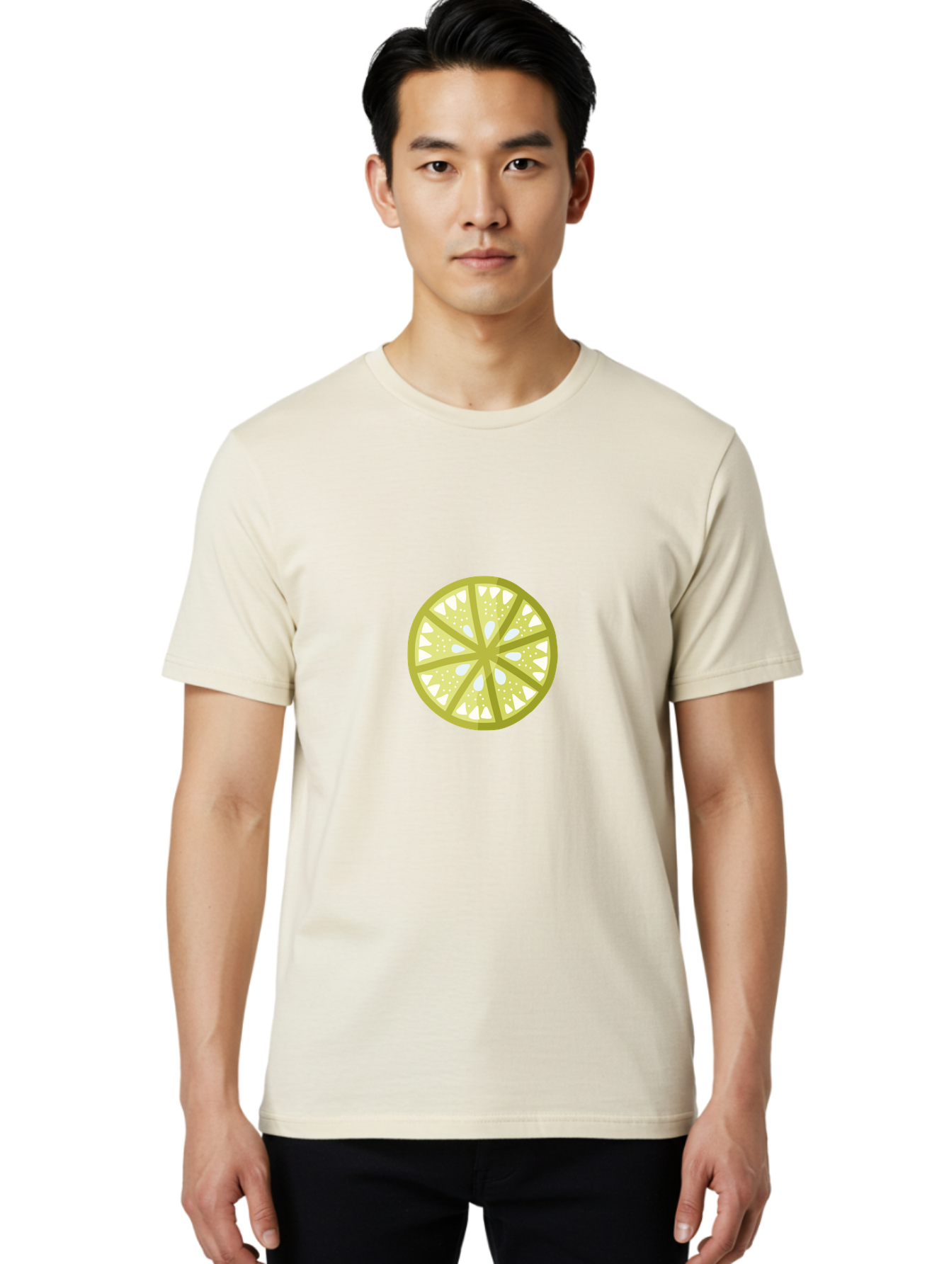 Lemon-Slice Men'S Graphic Tee, 100% Cotton, Comfortable Casual Summer Wear, Machine Washable, Lemon Slice, Citrus Fruit, Juicy Pulp, Yellow Lemon, Segmented Citrus, Vibrant Citrus, Fresh Lemon Slice, Lemon Wedge Aad715