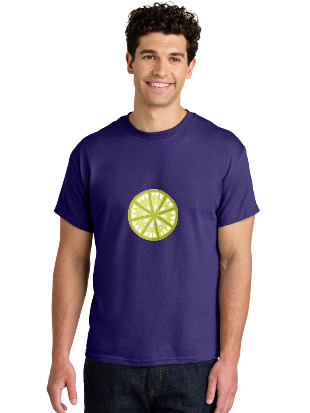 Lemon-Slice Men'S Graphic Tee, 100% Cotton, Comfortable Casual Summer Wear, Machine Washable, Lemon Slice, Citrus Fruit, Juicy Pulp, Yellow Lemon, Segmented Citrus, Vibrant Citrus, Fresh Lemon Slice, Lemon Wedge Aad715