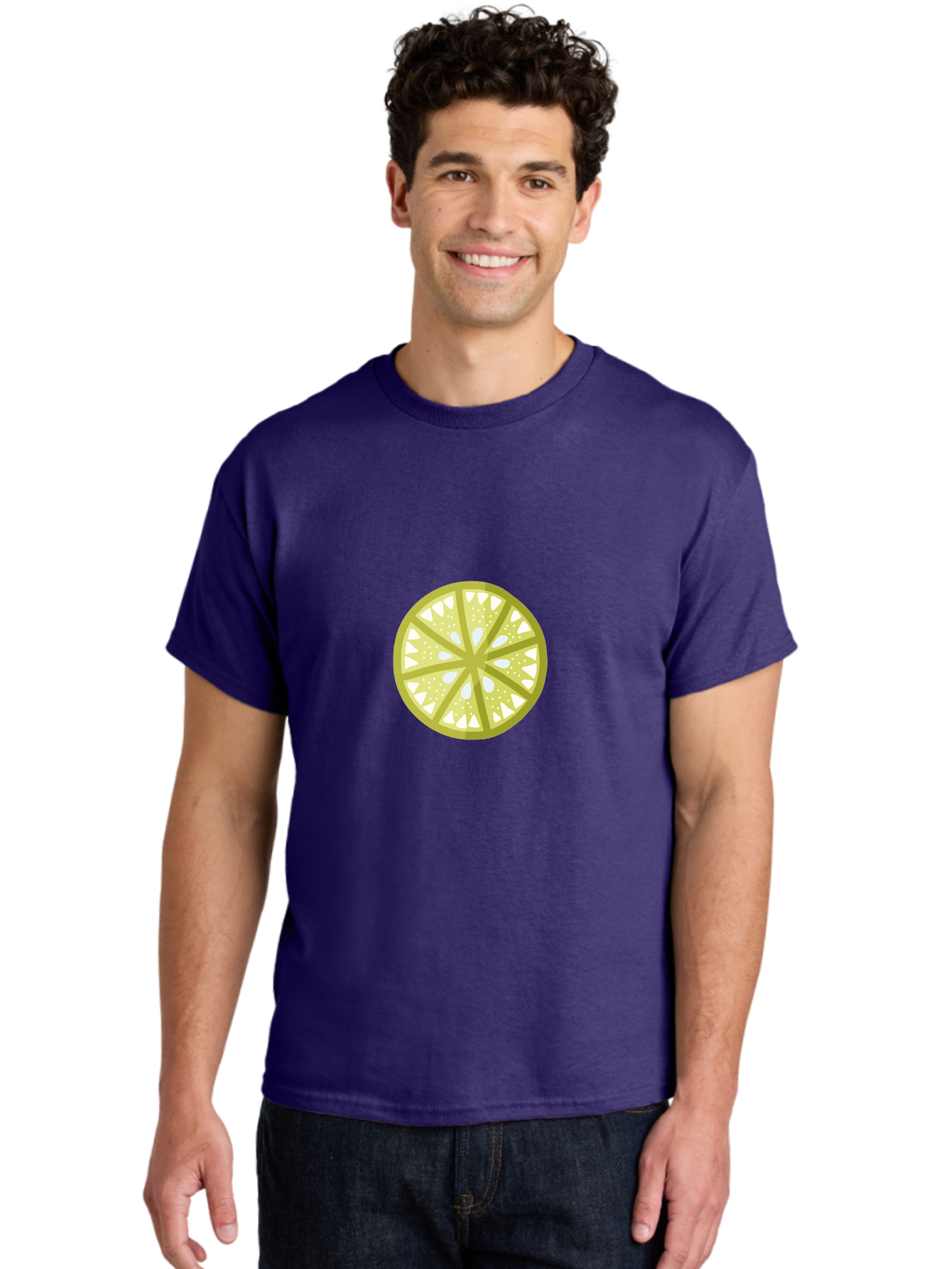 Lemon-Slice Men'S Graphic Tee, 100% Cotton, Comfortable Casual Summer Wear, Machine Washable, Lemon Slice, Citrus Fruit, Juicy Pulp, Yellow Lemon, Segmented Citrus, Vibrant Citrus, Fresh Lemon Slice, Lemon Wedge Aad715