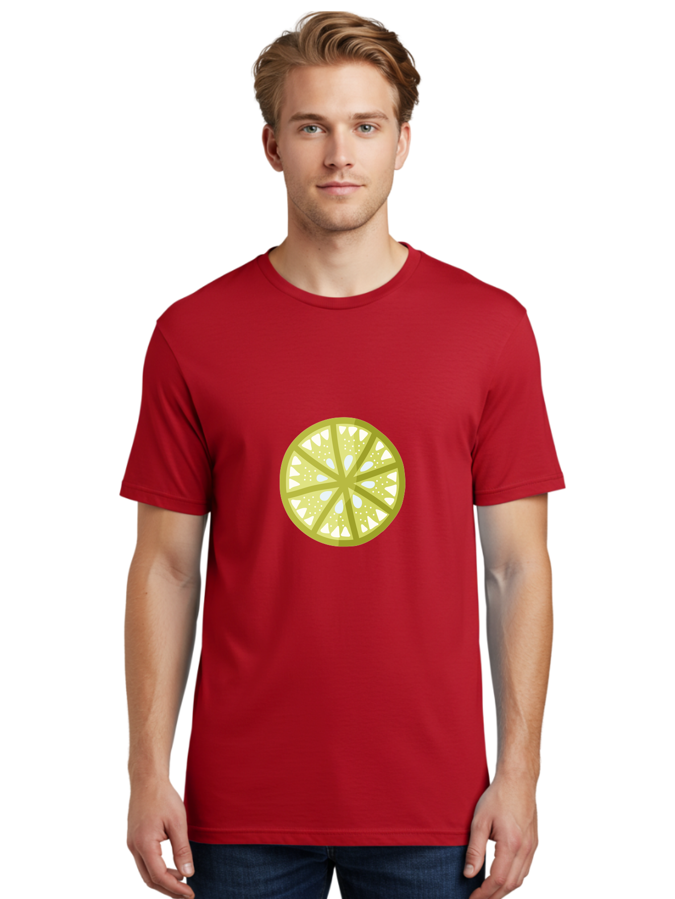 Lemon-Slice Men'S Graphic Tee, 100% Cotton, Comfortable Casual Summer Wear, Machine Washable, Lemon Slice, Citrus Fruit, Juicy Pulp, Yellow Lemon, Segmented Citrus, Vibrant Citrus, Fresh Lemon Slice, Lemon Wedge Aad715