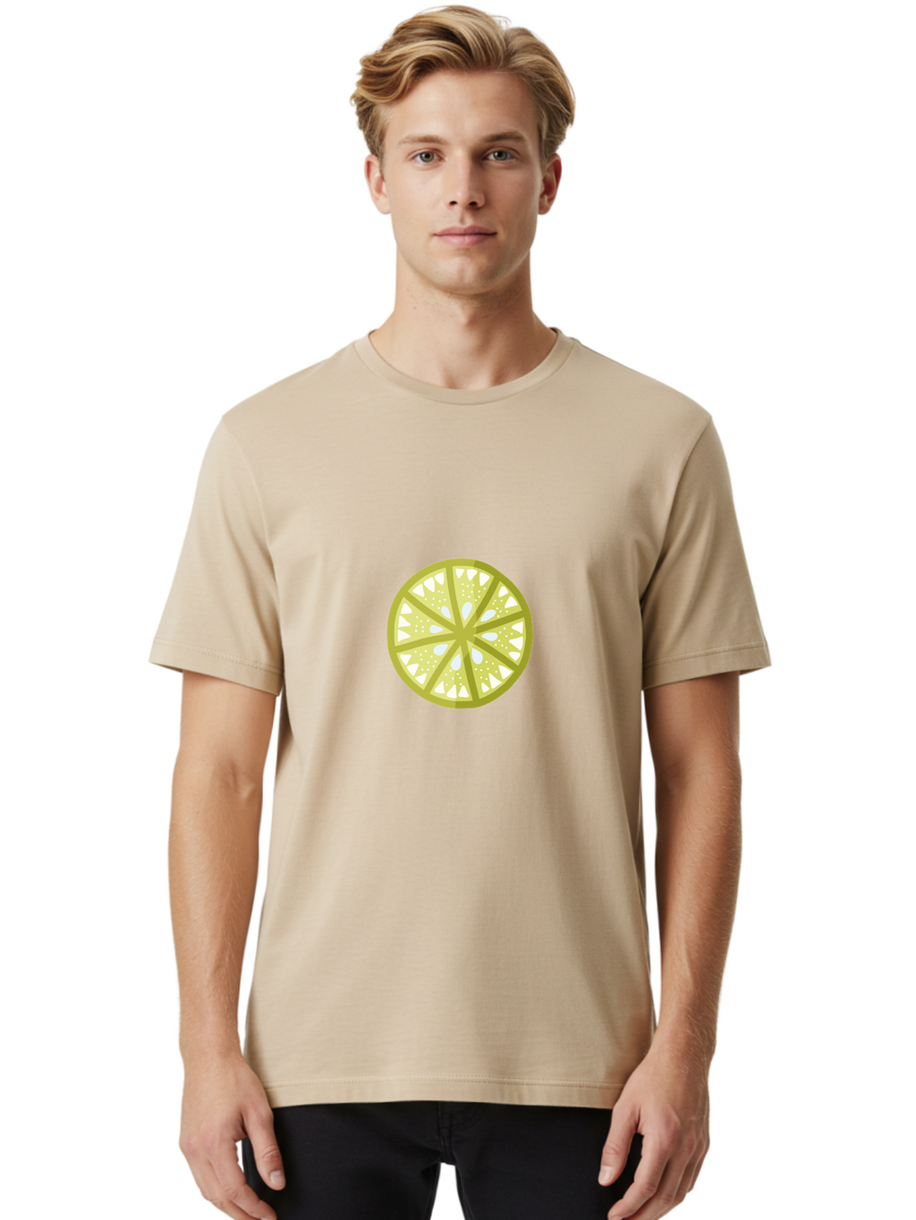 Lemon-Slice Men'S Graphic Tee, 100% Cotton, Comfortable Casual Summer Wear, Machine Washable, Lemon Slice, Citrus Fruit, Juicy Pulp, Yellow Lemon, Segmented Citrus, Vibrant Citrus, Fresh Lemon Slice, Lemon Wedge Aad715