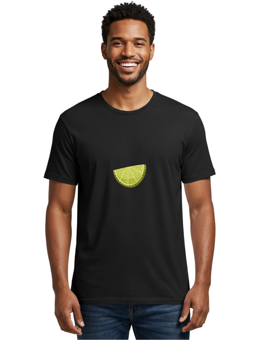 Lime-Wedge Men'S Graphic Tee, 100% Cotton, Comfortable Casual Summer Wear, Machine Washable, Lime Slice, Citrus Fruit, Green Citrus, Cocktail Garnish, Refreshing Drink, Citrus Wedge, Lime Juice, Summer Vibes, Healthy Snack Aad716