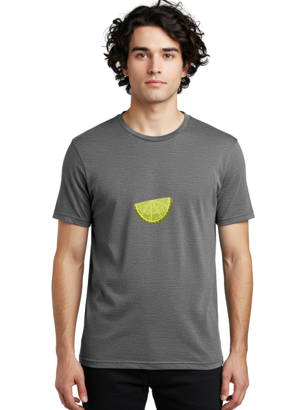 Lime-Wedge Men'S Graphic Tee, 100% Cotton, Comfortable Casual Summer Wear, Machine Washable, Lime Slice, Citrus Fruit, Green Citrus, Cocktail Garnish, Refreshing Drink, Citrus Wedge, Lime Juice, Summer Vibes, Healthy Snack Aad716