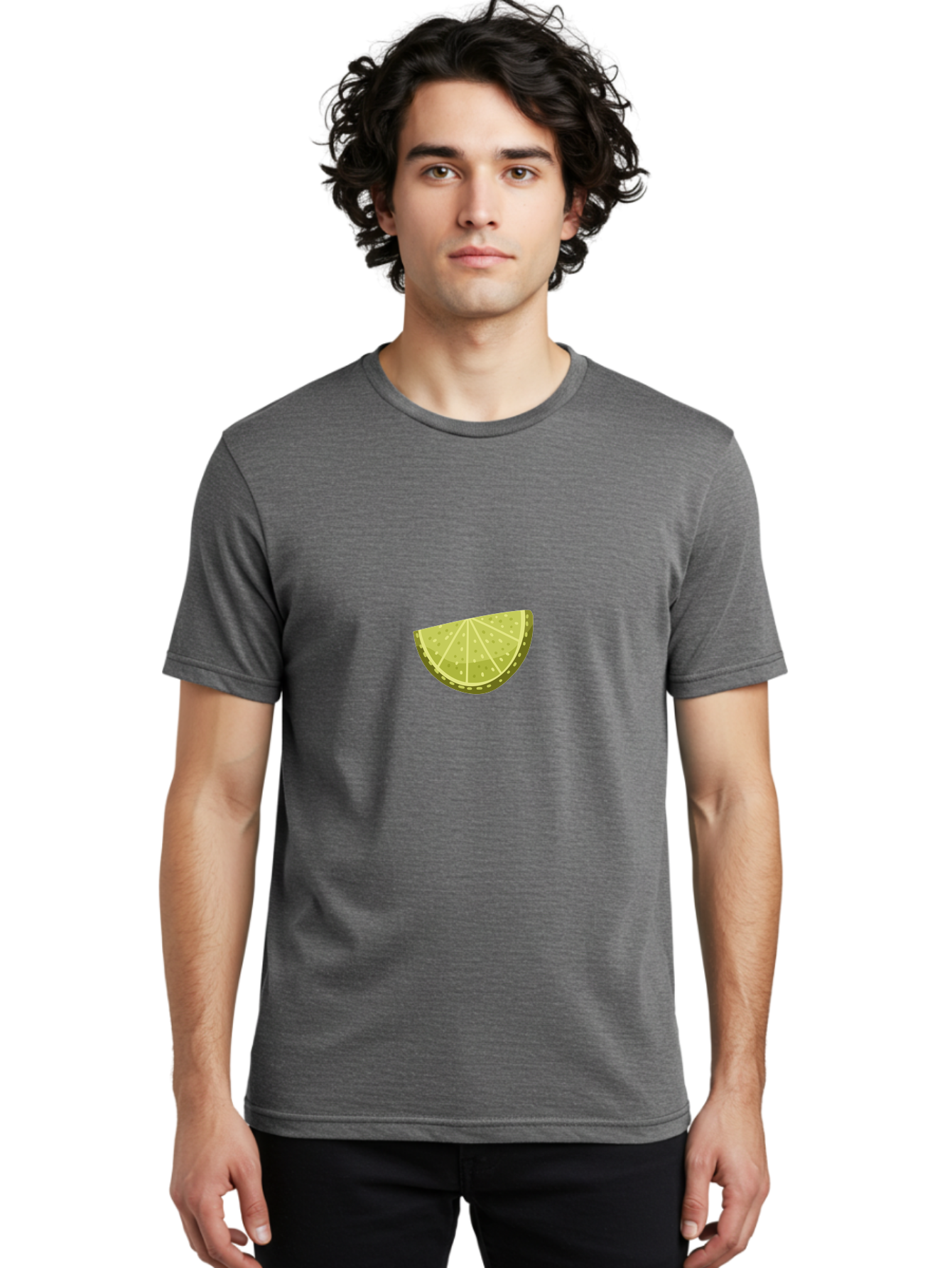 Lime-Wedge Men'S Graphic Tee, 100% Cotton, Comfortable Casual Summer Wear, Machine Washable, Lime Slice, Citrus Fruit, Green Citrus, Cocktail Garnish, Refreshing Drink, Citrus Wedge, Lime Juice, Summer Vibes, Healthy Snack Aad716