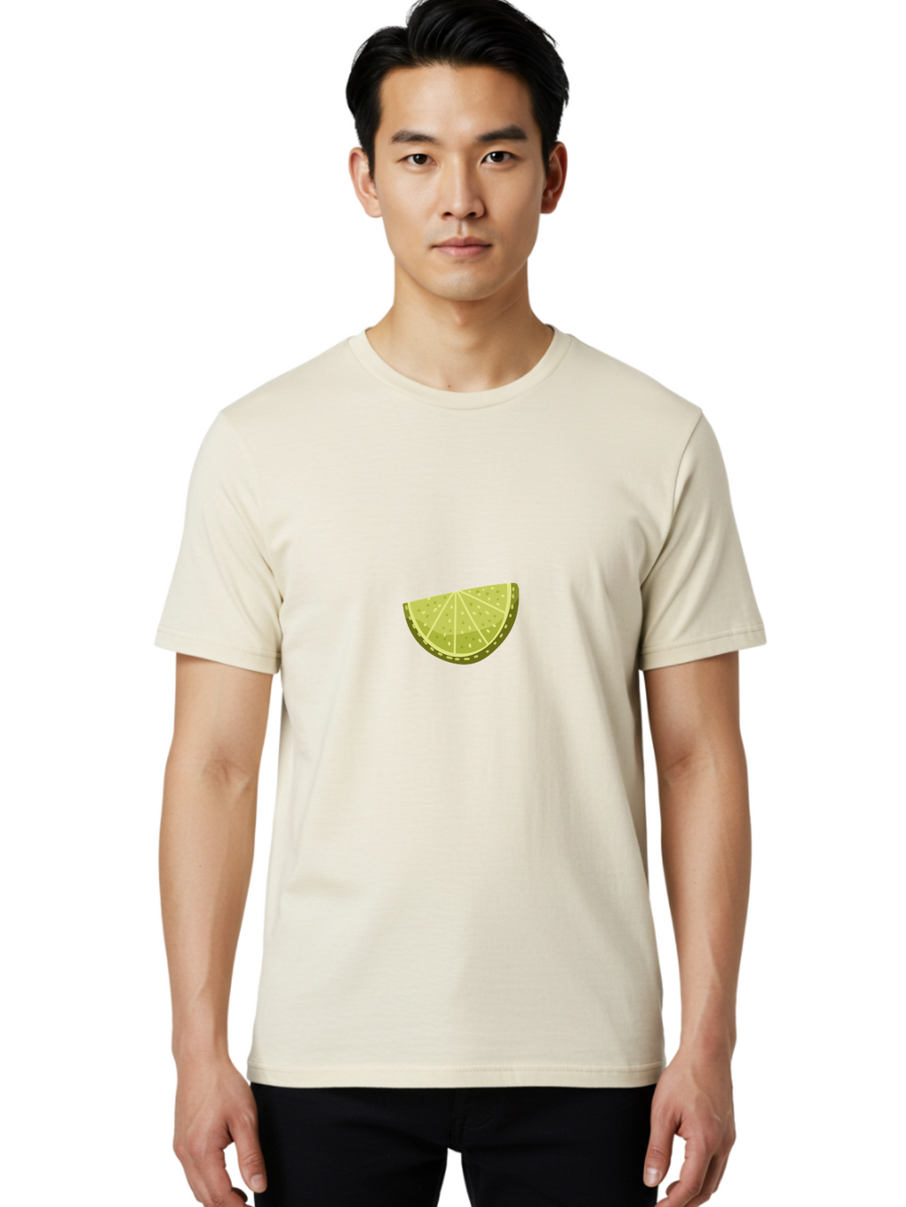 Lime-Wedge Men'S Graphic Tee, 100% Cotton, Comfortable Casual Summer Wear, Machine Washable, Lime Slice, Citrus Fruit, Green Citrus, Cocktail Garnish, Refreshing Drink, Citrus Wedge, Lime Juice, Summer Vibes, Healthy Snack Aad716