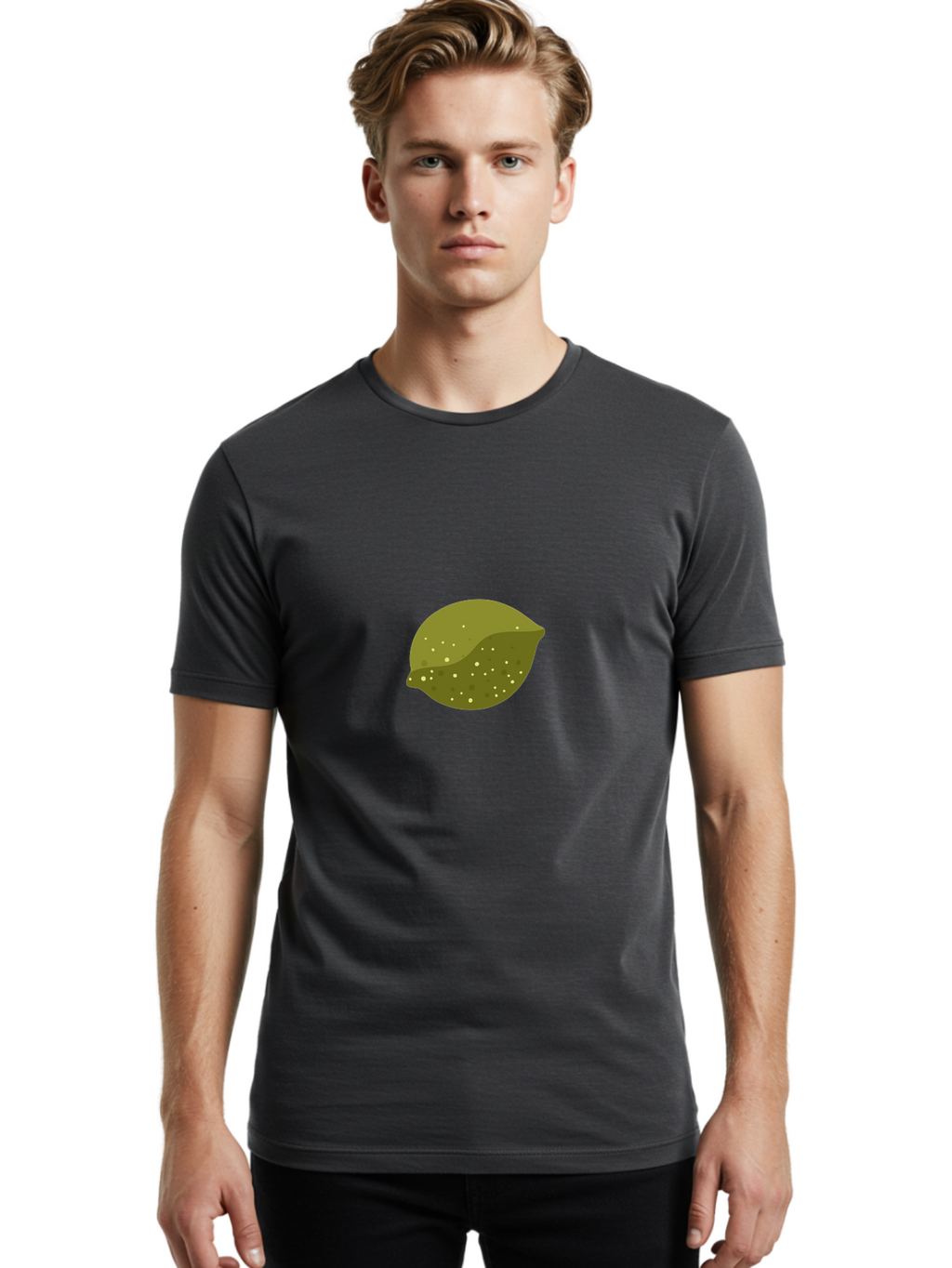 Lime-With-Spots Men'S Graphic Tee, 100% Cotton, Comfortable Casual Summer Wear, Machine Washable, Green Lime, Citrus Fruit, Vibrant Colors, Dynamic Spots, Fresh Produce, Bold Graphics, Digital Illustration, 2D Art Aad717