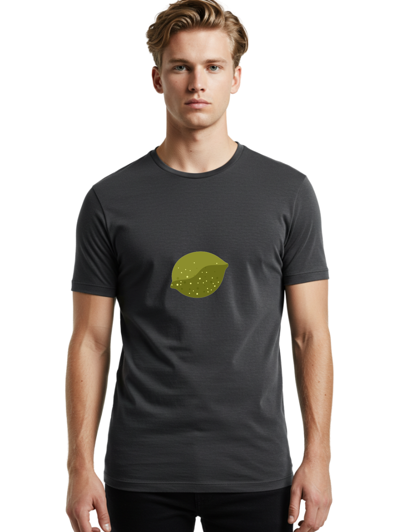 Lime-With-Spots Men'S Graphic Tee, 100% Cotton, Comfortable Casual Summer Wear, Machine Washable, Green Lime, Citrus Fruit, Vibrant Colors, Dynamic Spots, Fresh Produce, Bold Graphics, Digital Illustration, 2D Art Aad717
