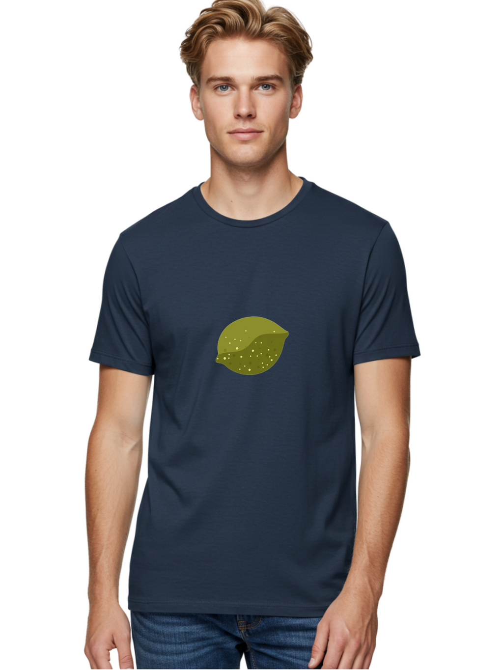 Lime-With-Spots Men'S Graphic Tee, 100% Cotton, Comfortable Casual Summer Wear, Machine Washable, Green Lime, Citrus Fruit, Vibrant Colors, Dynamic Spots, Fresh Produce, Bold Graphics, Digital Illustration, 2D Art Aad717