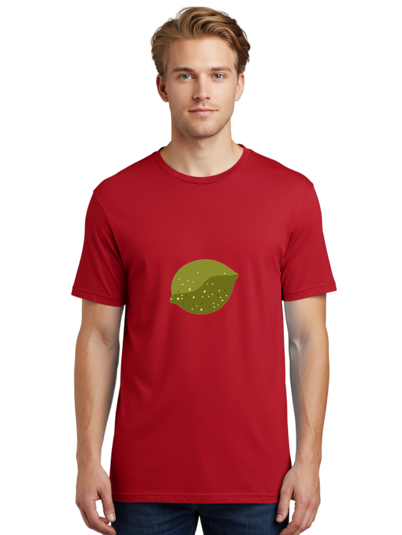 Lime-With-Spots Men'S Graphic Tee, 100% Cotton, Comfortable Casual Summer Wear, Machine Washable, Green Lime, Citrus Fruit, Vibrant Colors, Dynamic Spots, Fresh Produce, Bold Graphics, Digital Illustration, 2D Art Aad717