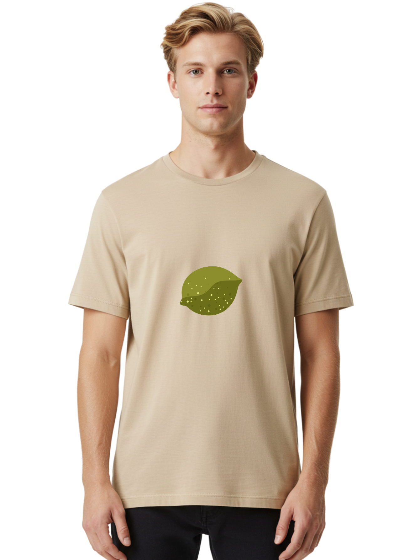 Lime-With-Spots Men'S Graphic Tee, 100% Cotton, Comfortable Casual Summer Wear, Machine Washable, Green Lime, Citrus Fruit, Vibrant Colors, Dynamic Spots, Fresh Produce, Bold Graphics, Digital Illustration, 2D Art Aad717