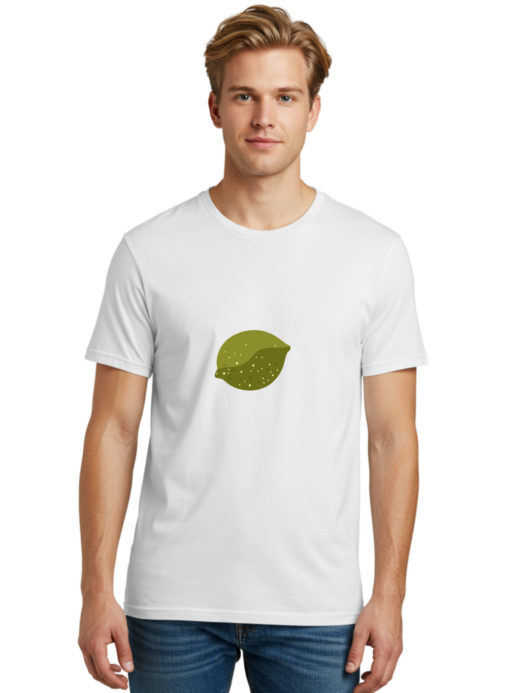 Lime-With-Spots Men'S Graphic Tee, 100% Cotton, Comfortable Casual Summer Wear, Machine Washable, Green Lime, Citrus Fruit, Vibrant Colors, Dynamic Spots, Fresh Produce, Bold Graphics, Digital Illustration, 2D Art Aad717