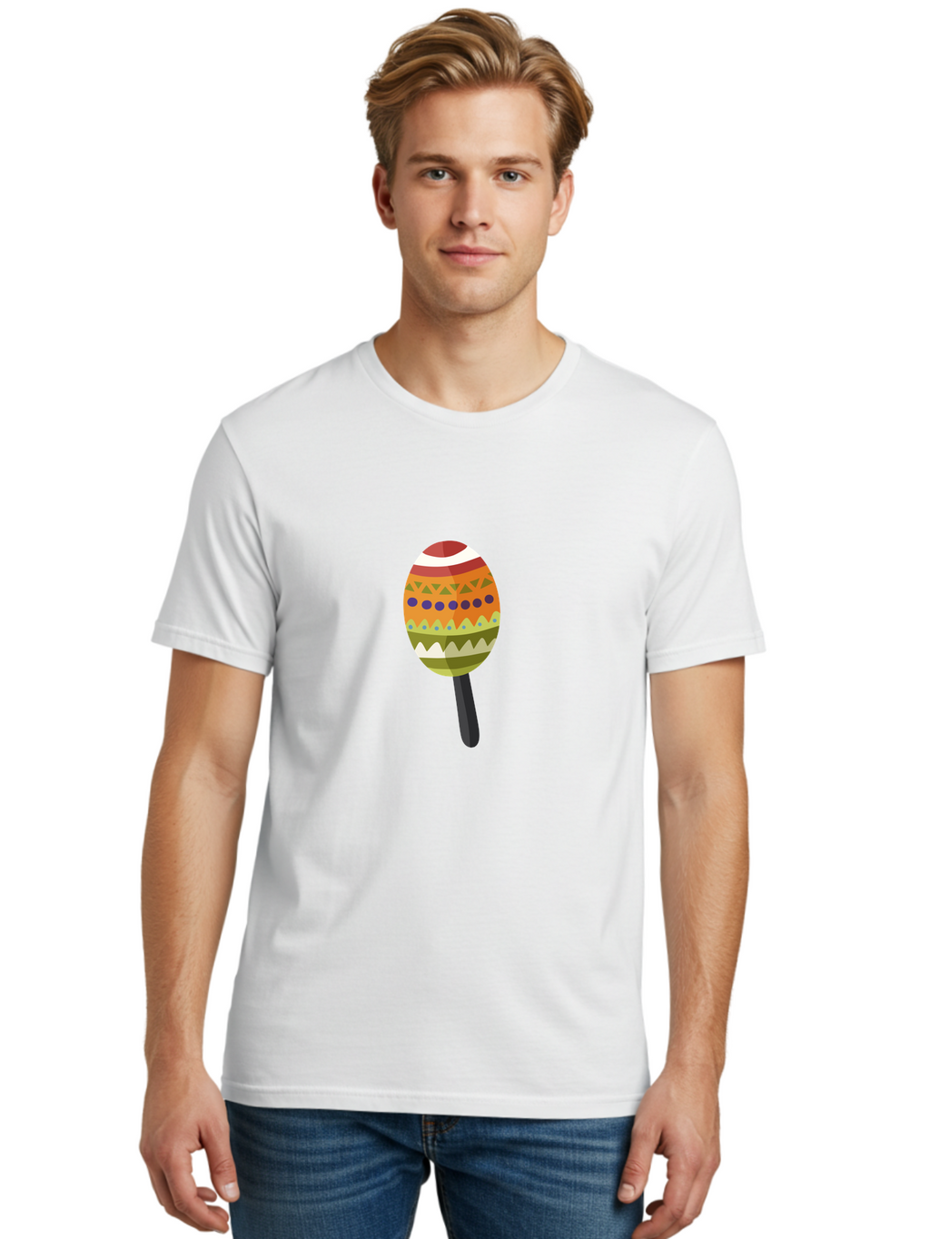 Maraca Men'S Graphic Tee, 100% Cotton, Comfortable Casual Summer Wear, Machine Washable, Maraca, Music, Instrument, Latin American, Rhythm, Cultural Heritage, Traditional, Festive Atmosphere, Patterned Design, Colorful Aad718