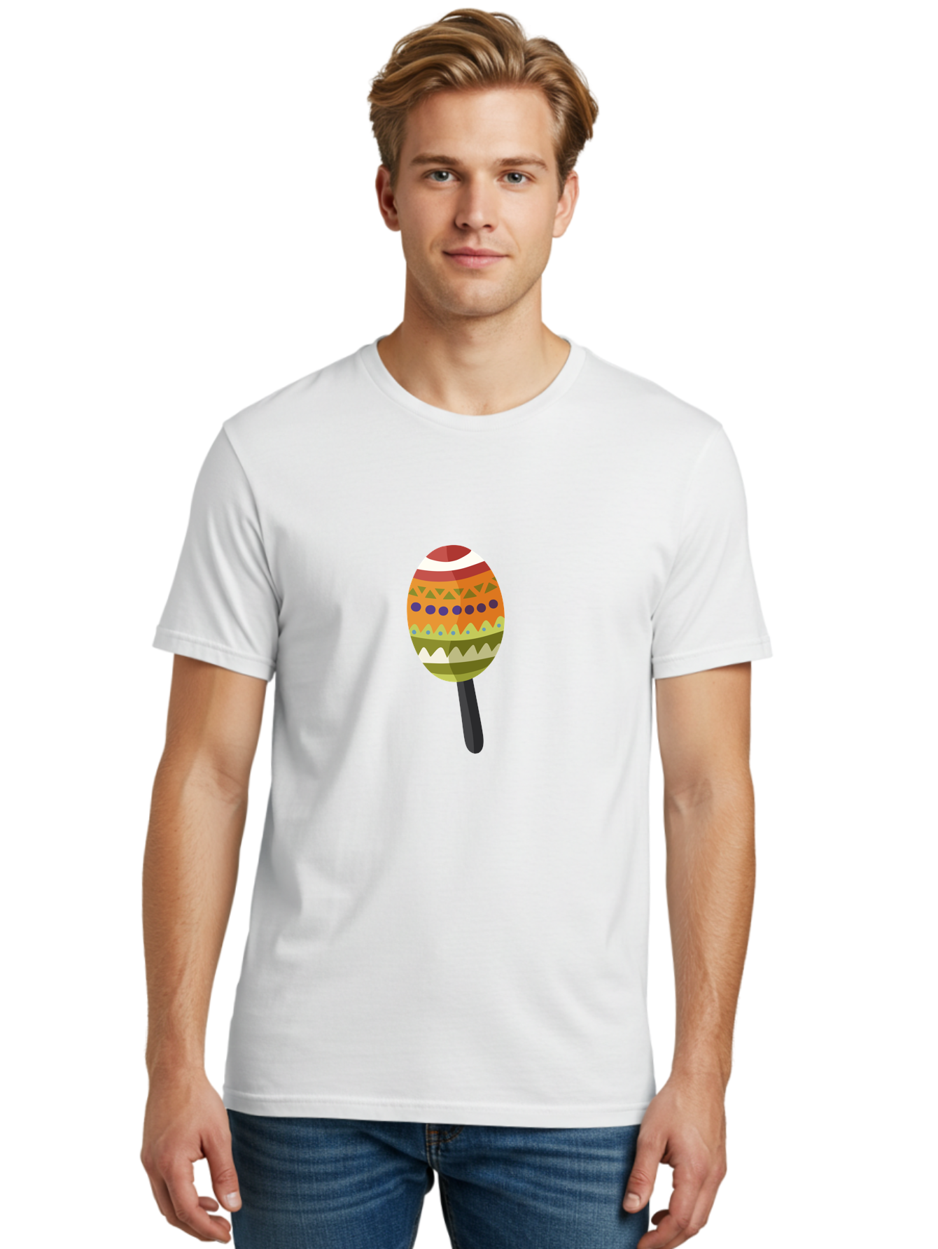 Maraca Men'S Graphic Tee, 100% Cotton, Comfortable Casual Summer Wear, Machine Washable, Maraca, Music, Instrument, Latin American, Rhythm, Cultural Heritage, Traditional, Festive Atmosphere, Patterned Design, Colorful Aad718