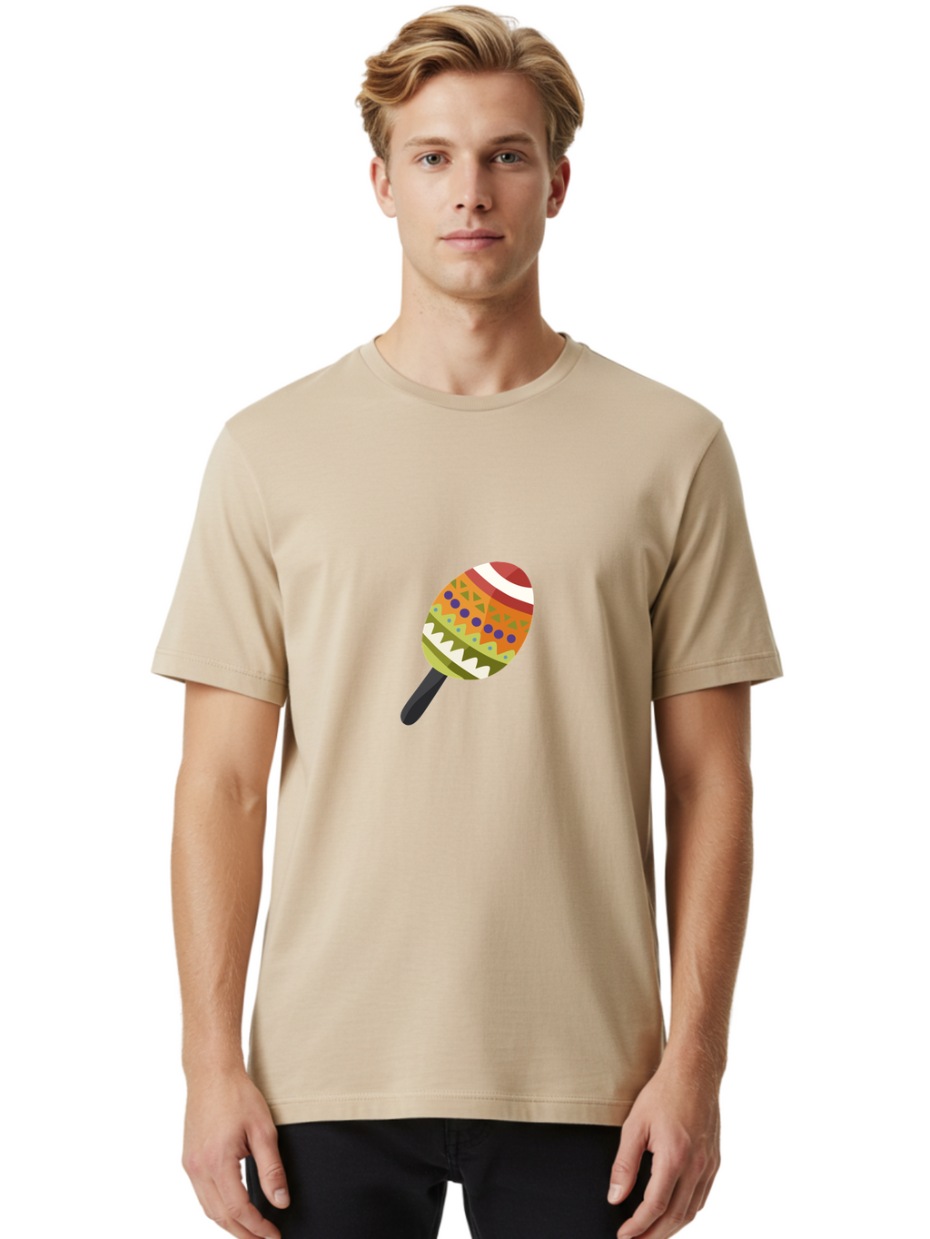 Maracas Men'S Graphic Tee, 100% Cotton, Comfortable Casual Summer Wear, Machine Washable, Colorful Maracas, Maraca Instrument, Musical Instrument, Latin American Music, Vibrant Patterns, Rhythmic Beats, Festive Atmosphere, Cultural Heritage Aad719