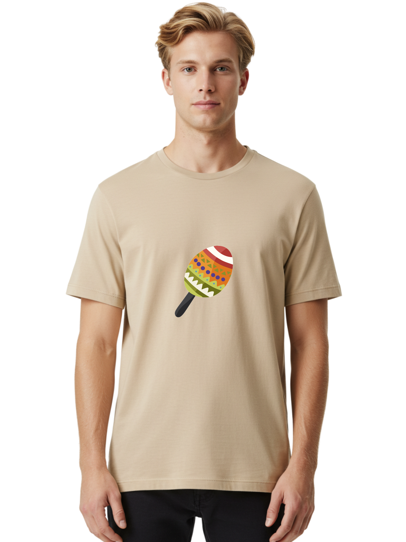 Maracas Men'S Graphic Tee, 100% Cotton, Comfortable Casual Summer Wear, Machine Washable, Colorful Maracas, Maraca Instrument, Musical Instrument, Latin American Music, Vibrant Patterns, Rhythmic Beats, Festive Atmosphere, Cultural Heritage Aad719