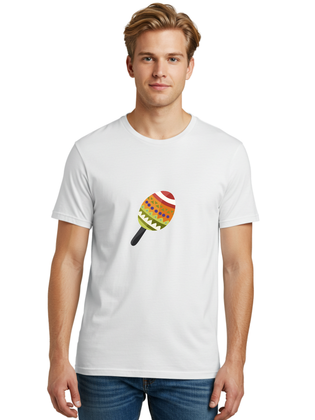 Maracas Men'S Graphic Tee, 100% Cotton, Comfortable Casual Summer Wear, Machine Washable, Colorful Maracas, Maraca Instrument, Musical Instrument, Latin American Music, Vibrant Patterns, Rhythmic Beats, Festive Atmosphere, Cultural Heritage Aad719