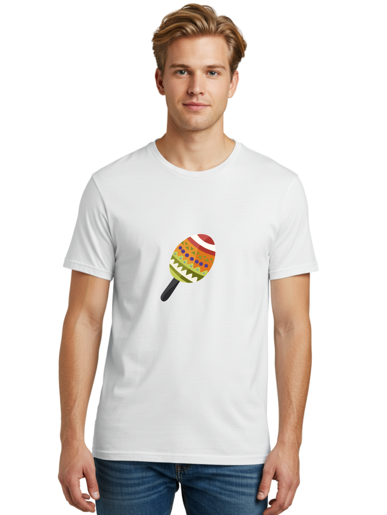 Maracas Men'S Graphic Tee, 100% Cotton, Comfortable Casual Summer Wear, Machine Washable, Colorful Maracas, Maraca Instrument, Musical Instrument, Latin American Music, Vibrant Patterns, Rhythmic Beats, Festive Atmosphere, Cultural Heritage Aad719