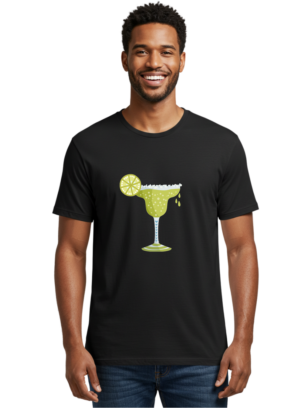 Margarita Men'S Graphic Tee, 100% Cotton, Comfortable Casual Summer Wear, Machine Washable, Classic Margarita Cocktail, Salt Rim, Lime Wheel, Refreshing Drink, Party Drink, Barware, Green Drink, Citrus Flavor Aad720