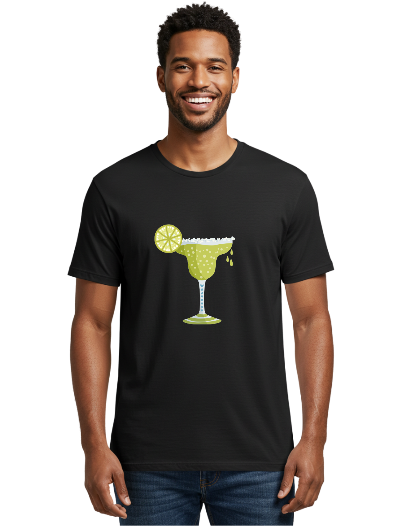 Margarita Men'S Graphic Tee, 100% Cotton, Comfortable Casual Summer Wear, Machine Washable, Classic Margarita Cocktail, Salt Rim, Lime Wheel, Refreshing Drink, Party Drink, Barware, Green Drink, Citrus Flavor Aad720