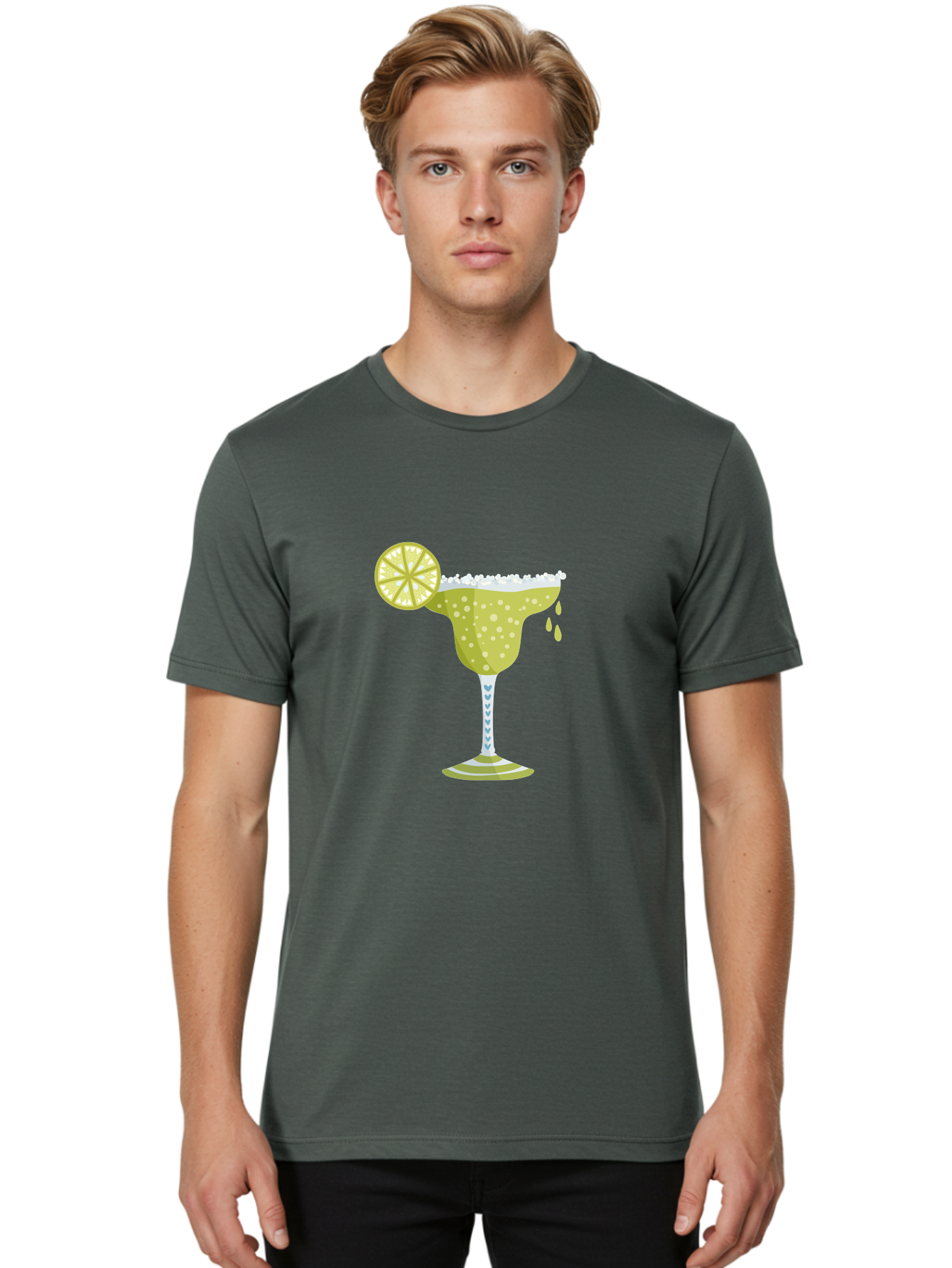 Margarita Men'S Graphic Tee, 100% Cotton, Comfortable Casual Summer Wear, Machine Washable, Classic Margarita Cocktail, Salt Rim, Lime Wheel, Refreshing Drink, Party Drink, Barware, Green Drink, Citrus Flavor Aad720
