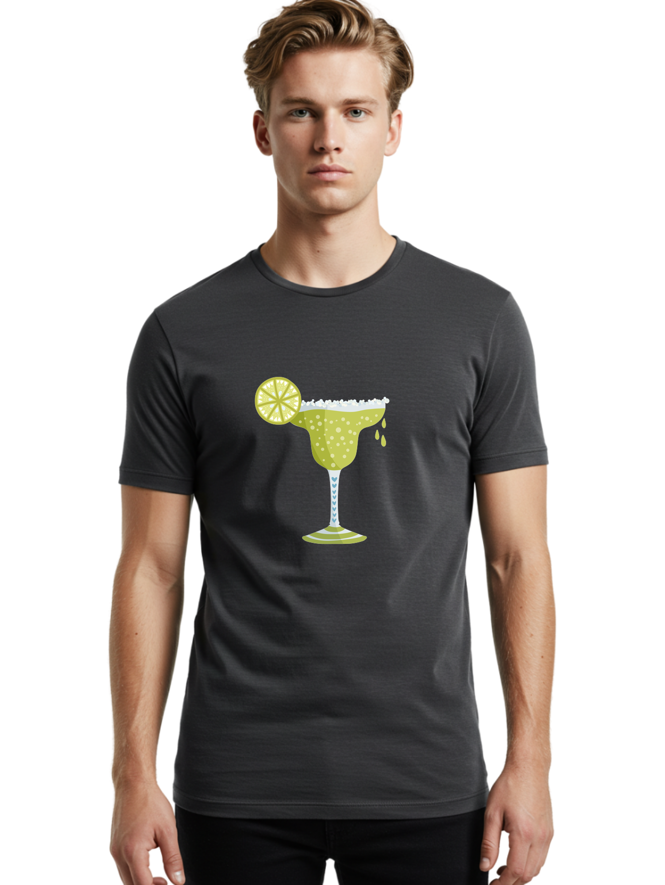 Margarita Men'S Graphic Tee, 100% Cotton, Comfortable Casual Summer Wear, Machine Washable, Classic Margarita Cocktail, Salt Rim, Lime Wheel, Refreshing Drink, Party Drink, Barware, Green Drink, Citrus Flavor Aad720