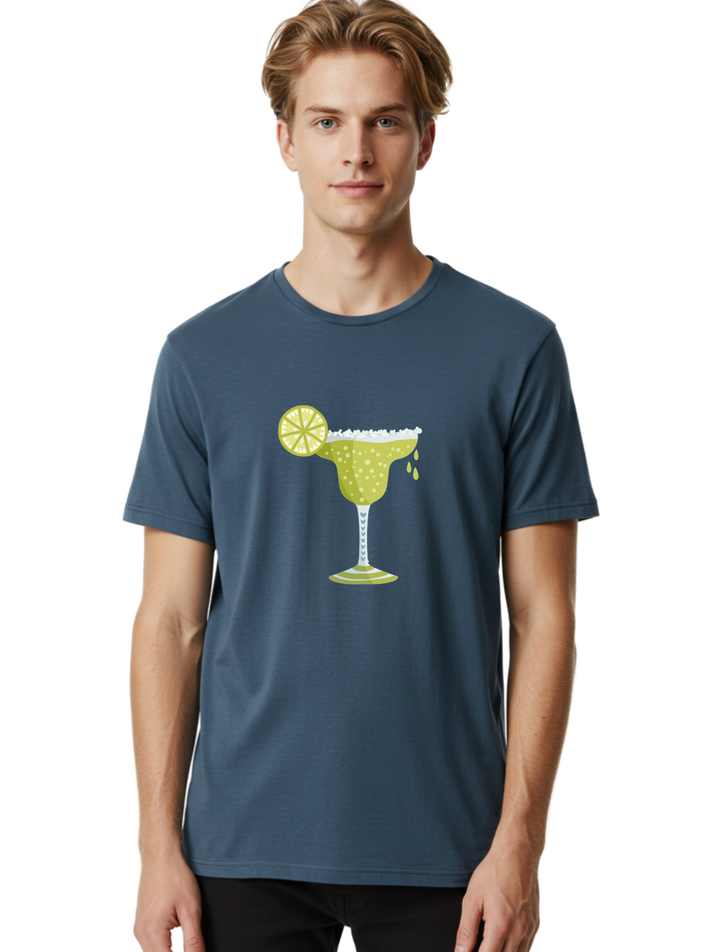 Margarita Men'S Graphic Tee, 100% Cotton, Comfortable Casual Summer Wear, Machine Washable, Classic Margarita Cocktail, Salt Rim, Lime Wheel, Refreshing Drink, Party Drink, Barware, Green Drink, Citrus Flavor Aad720