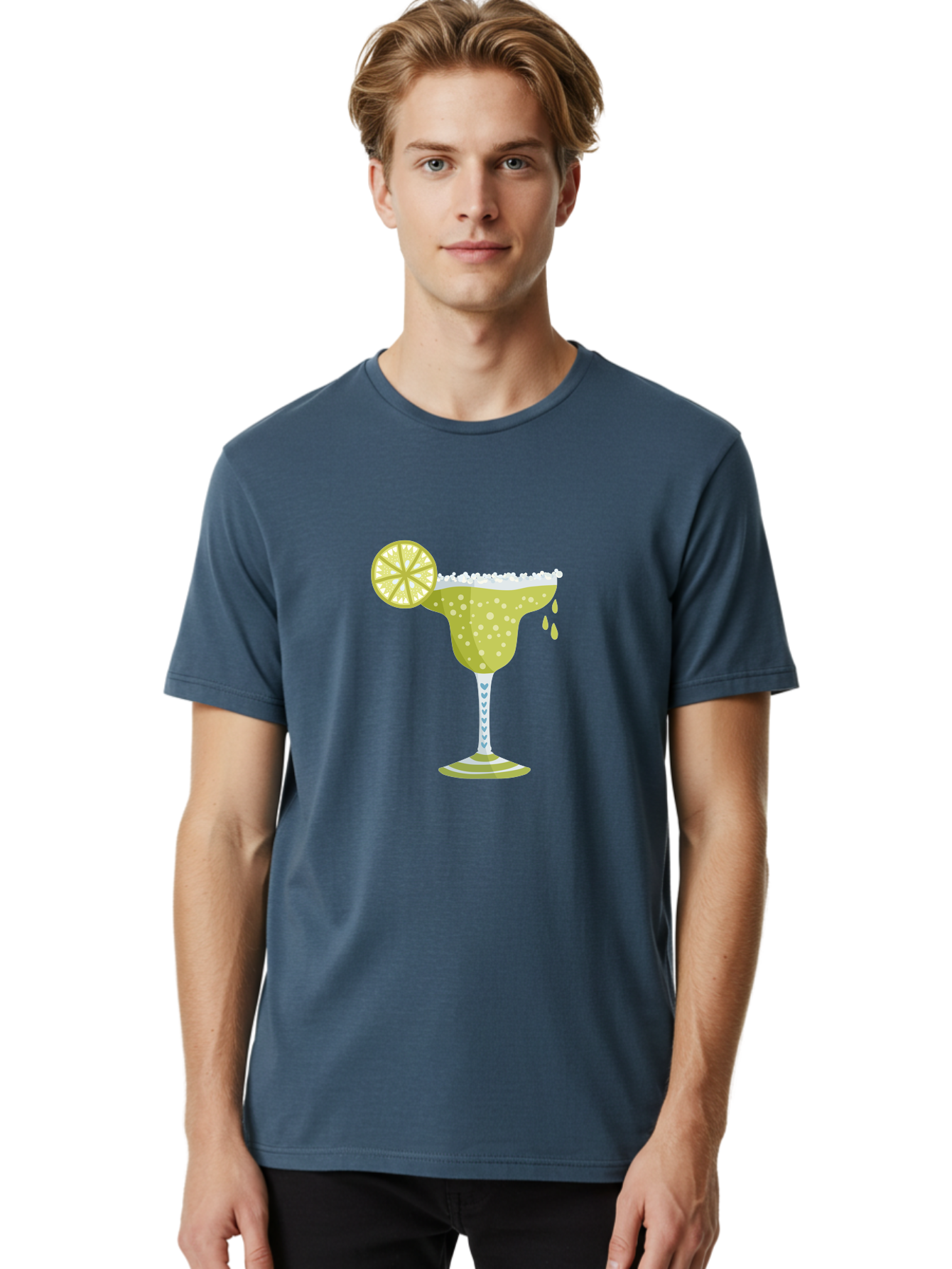Margarita Men'S Graphic Tee, 100% Cotton, Comfortable Casual Summer Wear, Machine Washable, Classic Margarita Cocktail, Salt Rim, Lime Wheel, Refreshing Drink, Party Drink, Barware, Green Drink, Citrus Flavor Aad720