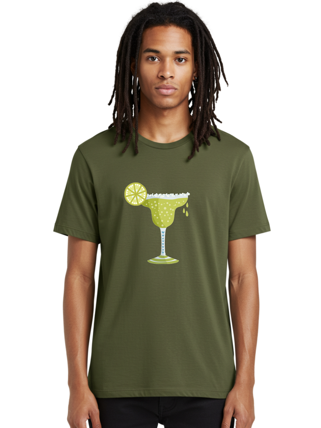 Margarita Men'S Graphic Tee, 100% Cotton, Comfortable Casual Summer Wear, Machine Washable, Classic Margarita Cocktail, Salt Rim, Lime Wheel, Refreshing Drink, Party Drink, Barware, Green Drink, Citrus Flavor Aad720