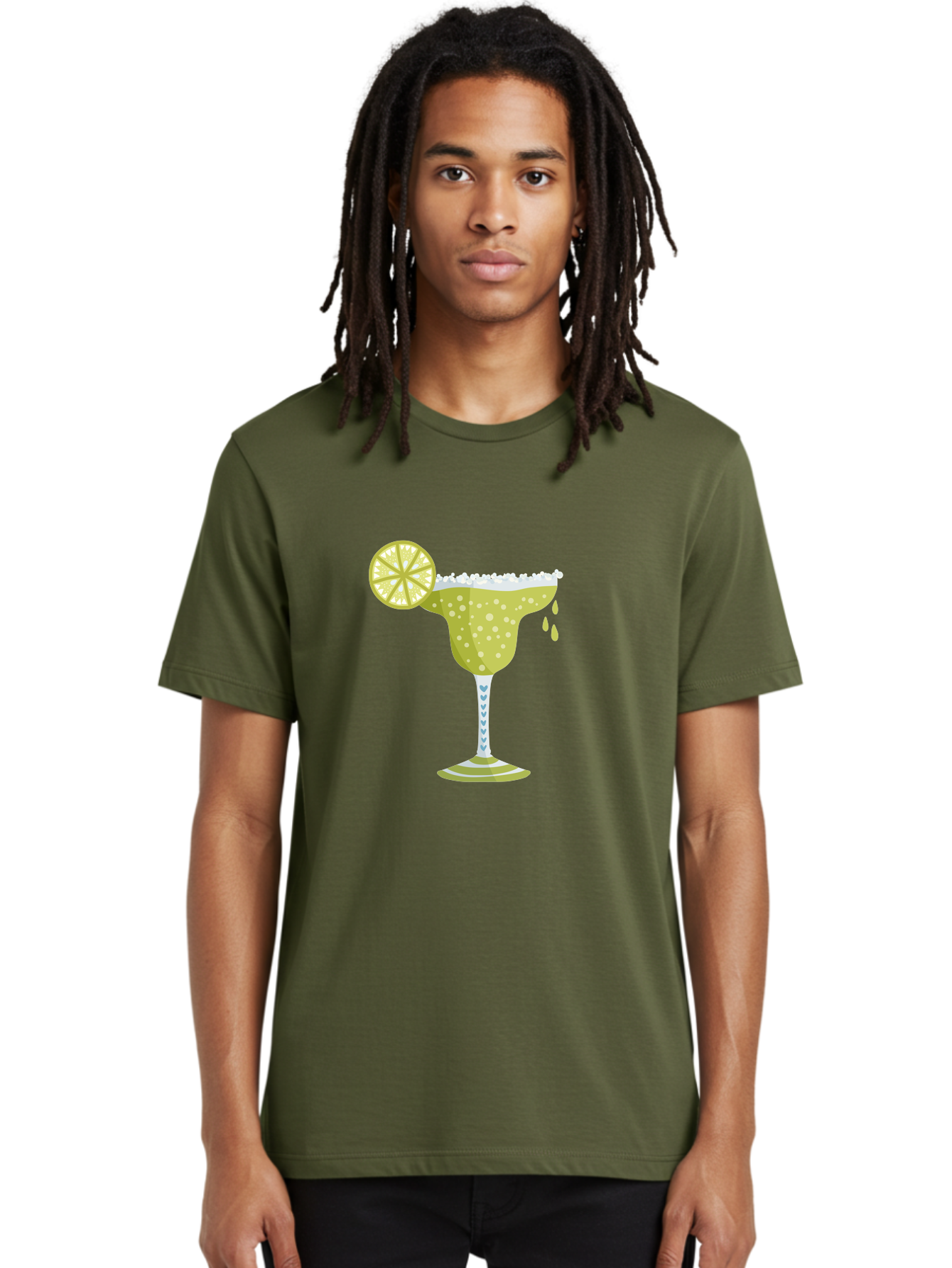 Margarita Men'S Graphic Tee, 100% Cotton, Comfortable Casual Summer Wear, Machine Washable, Classic Margarita Cocktail, Salt Rim, Lime Wheel, Refreshing Drink, Party Drink, Barware, Green Drink, Citrus Flavor Aad720