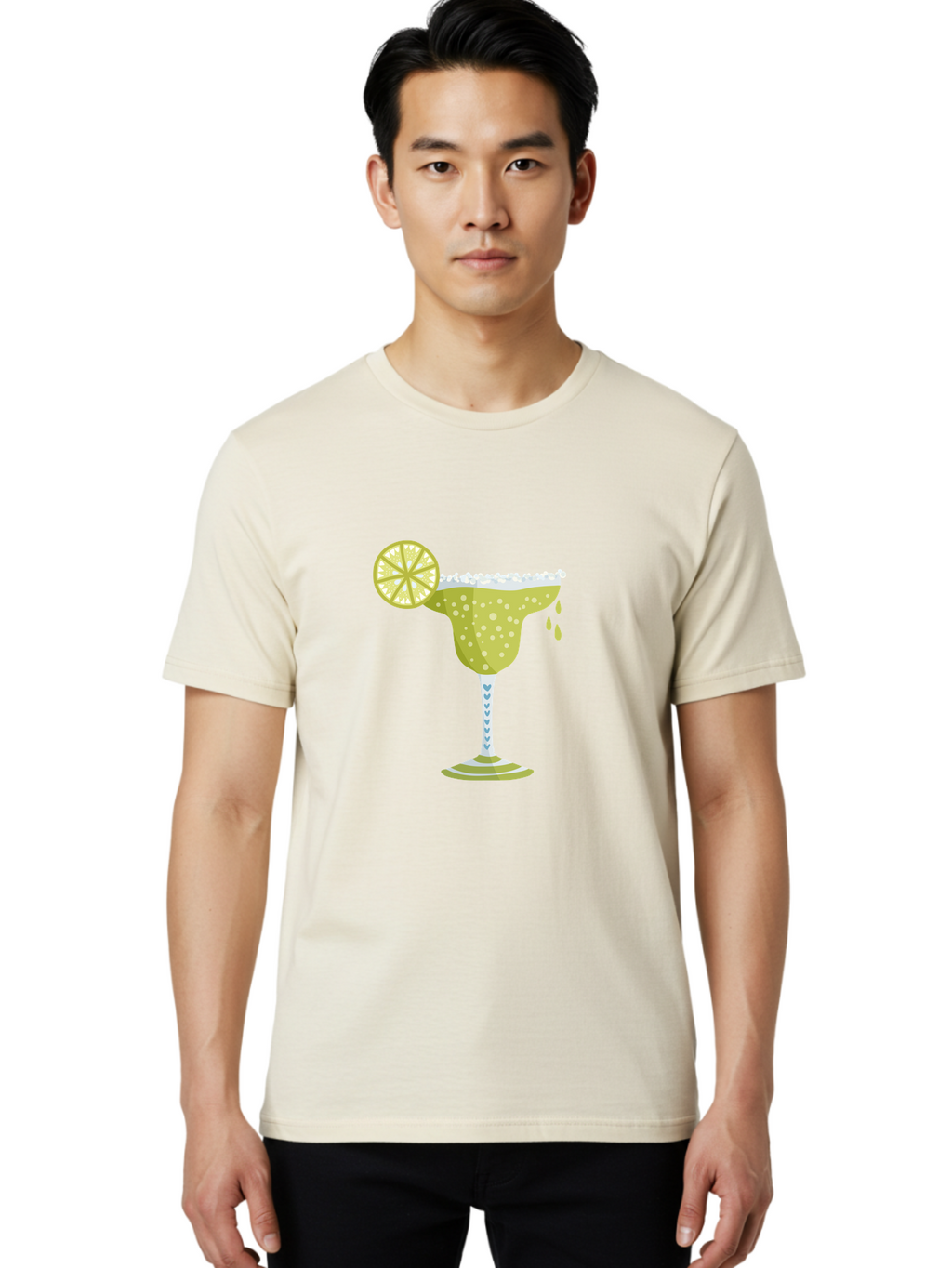 Margarita Men'S Graphic Tee, 100% Cotton, Comfortable Casual Summer Wear, Machine Washable, Classic Margarita Cocktail, Salt Rim, Lime Wheel, Refreshing Drink, Party Drink, Barware, Green Drink, Citrus Flavor Aad720