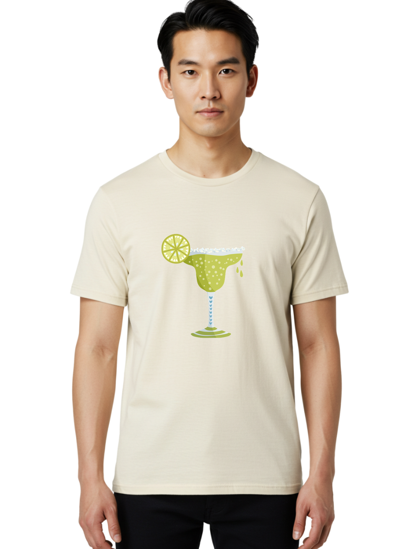 Margarita Men'S Graphic Tee, 100% Cotton, Comfortable Casual Summer Wear, Machine Washable, Classic Margarita Cocktail, Salt Rim, Lime Wheel, Refreshing Drink, Party Drink, Barware, Green Drink, Citrus Flavor Aad720
