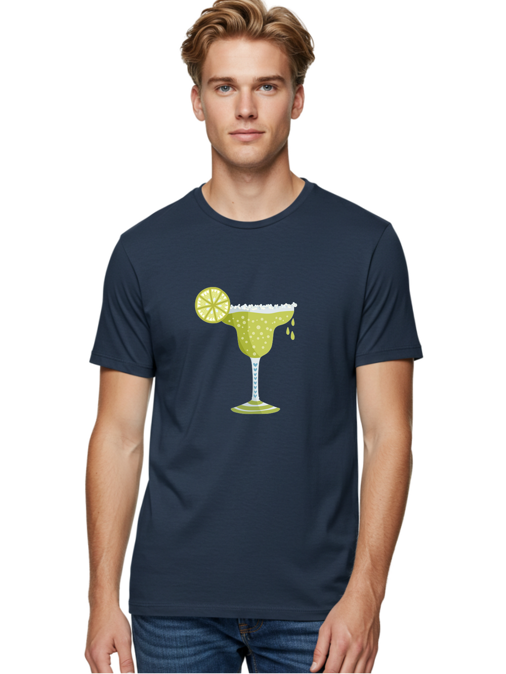 Margarita Men'S Graphic Tee, 100% Cotton, Comfortable Casual Summer Wear, Machine Washable, Classic Margarita Cocktail, Salt Rim, Lime Wheel, Refreshing Drink, Party Drink, Barware, Green Drink, Citrus Flavor Aad720