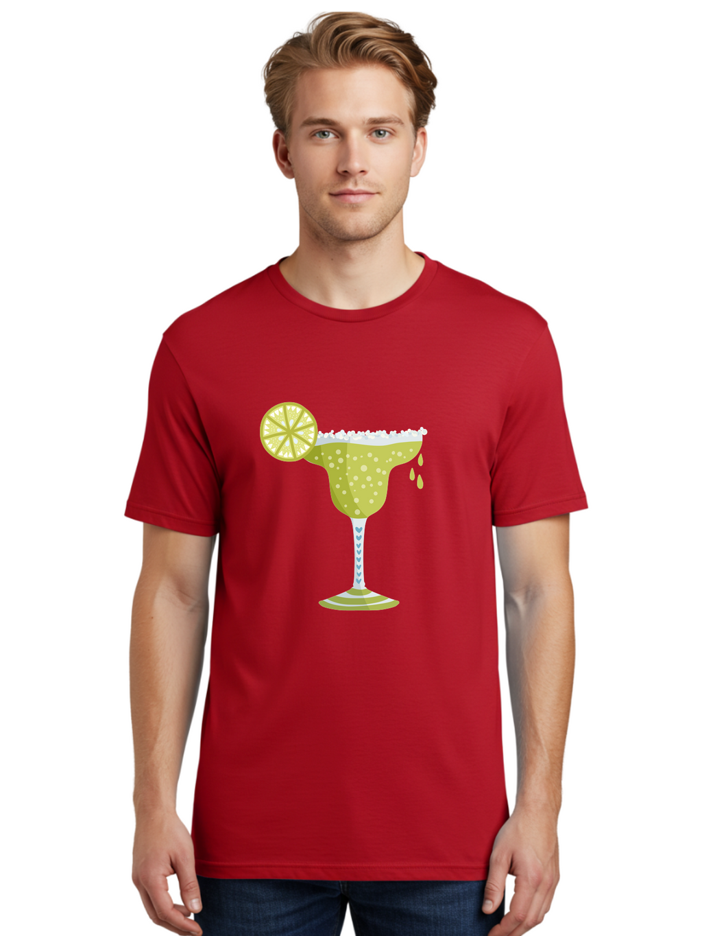 Margarita Men'S Graphic Tee, 100% Cotton, Comfortable Casual Summer Wear, Machine Washable, Classic Margarita Cocktail, Salt Rim, Lime Wheel, Refreshing Drink, Party Drink, Barware, Green Drink, Citrus Flavor Aad720