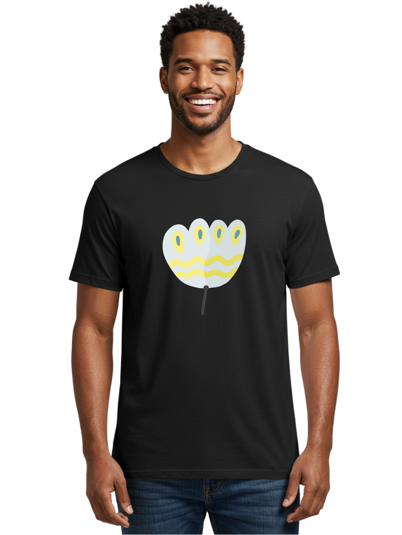 Parasol Men'S Graphic Tee, 100% Cotton, Comfortable Casual Summer Wear, Machine Washable, White Parasol, Yellow Stripes, Cartoon Style, Wavy Lines, Decorative Umbrella, Vibrant Design, Outdoor Accessory, Whimsical Illustration Aad728