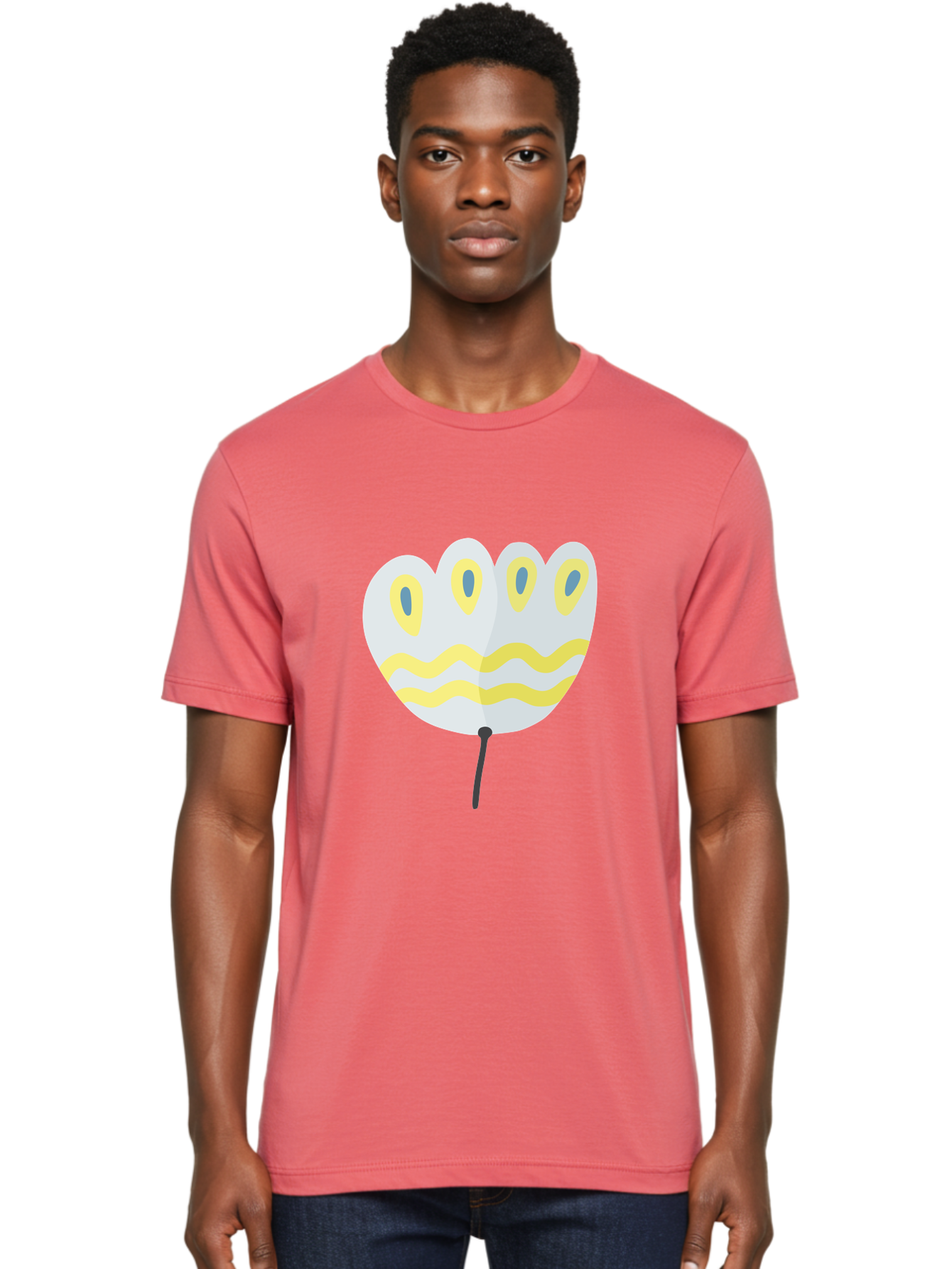 Parasol Men'S Graphic Tee, 100% Cotton, Comfortable Casual Summer Wear, Machine Washable, White Parasol, Yellow Stripes, Cartoon Style, Wavy Lines, Decorative Umbrella, Vibrant Design, Outdoor Accessory, Whimsical Illustration Aad728
