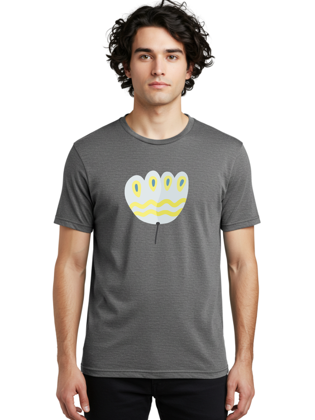 Parasol Men'S Graphic Tee, 100% Cotton, Comfortable Casual Summer Wear, Machine Washable, White Parasol, Yellow Stripes, Cartoon Style, Wavy Lines, Decorative Umbrella, Vibrant Design, Outdoor Accessory, Whimsical Illustration Aad728