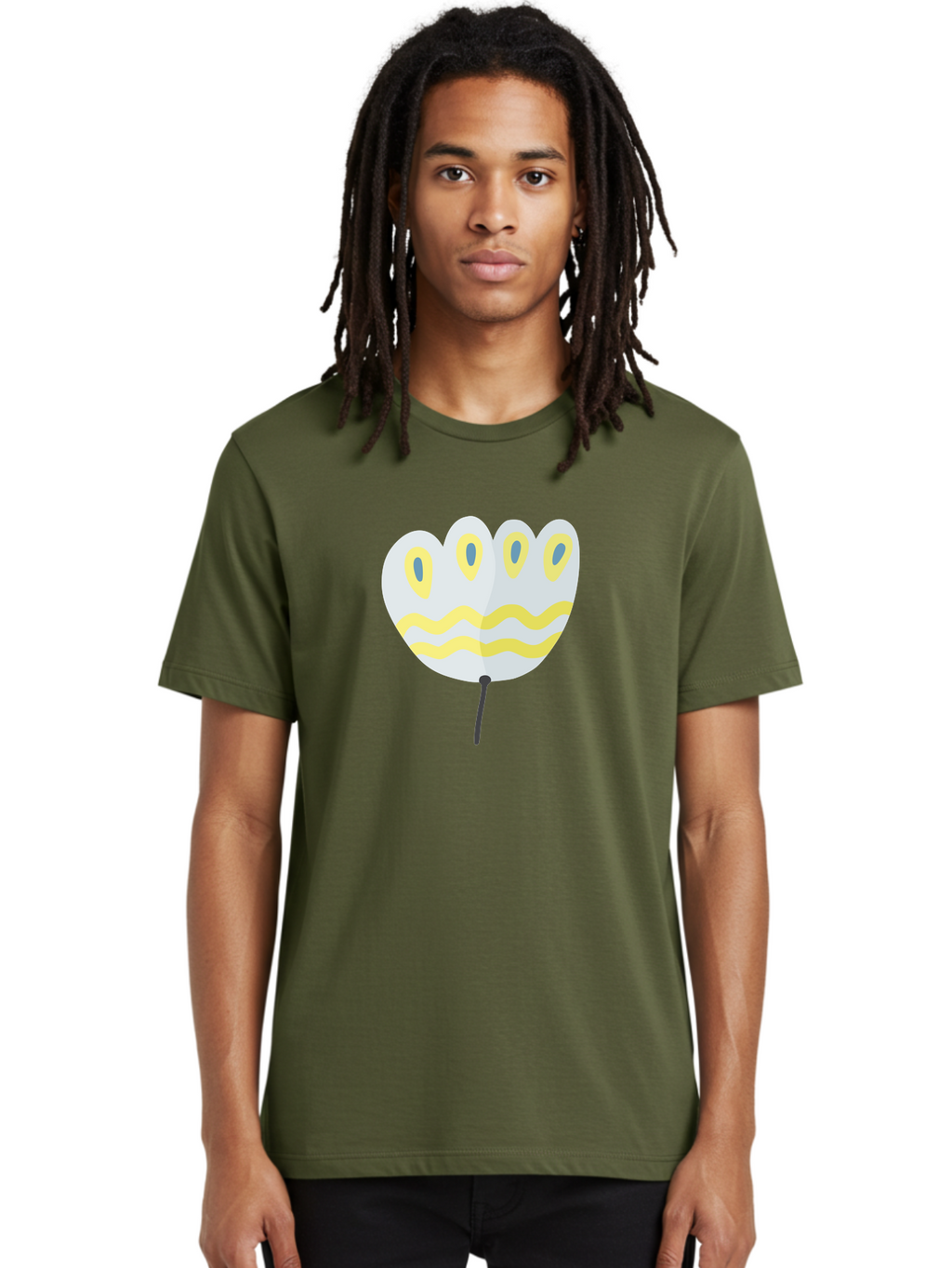 Parasol Men'S Graphic Tee, 100% Cotton, Comfortable Casual Summer Wear, Machine Washable, White Parasol, Yellow Stripes, Cartoon Style, Wavy Lines, Decorative Umbrella, Vibrant Design, Outdoor Accessory, Whimsical Illustration Aad728