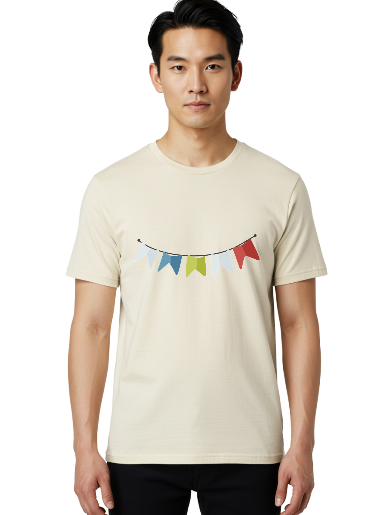 Party-Flags Men'S Graphic Tee, 100% Cotton, Comfortable Casual Summer Wear, Machine Washable, Colorful Party Flags, Festive Decorations, Celebration Bunting, Vibrant Pennants, Party Accessories, Festive Atmosphere, Event Decorations Aad729