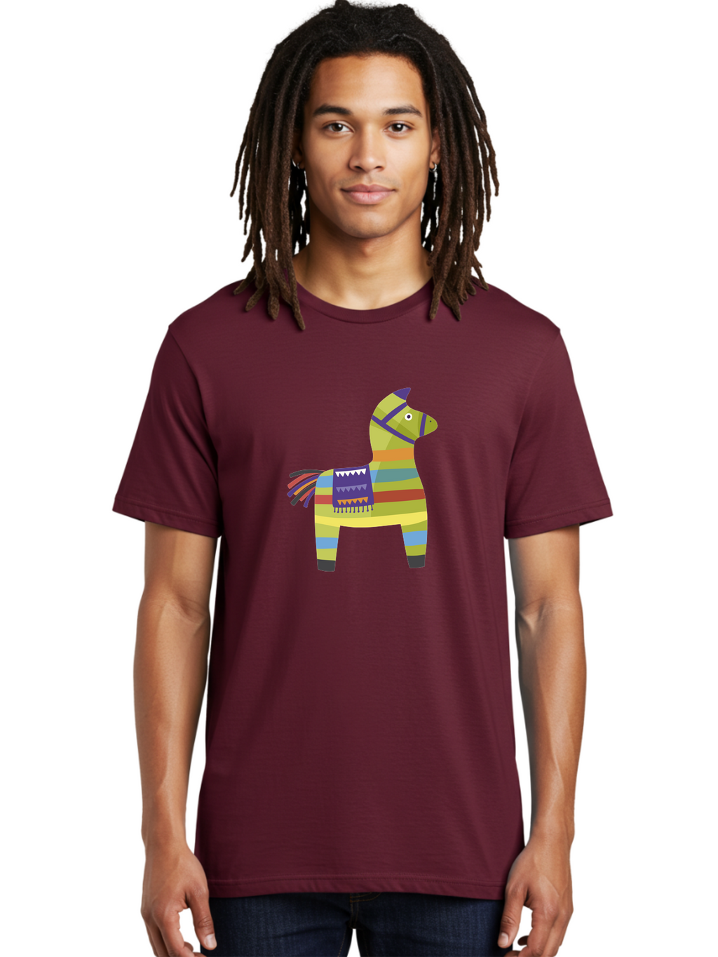 Pinata-Donkey Men'S Graphic Tee, 100% Cotton, Comfortable Casual Summer Wear, Machine Washable, Colorful Pinata Donkey, Festive Decor, Party Favors, Celebration, Cartoon Character, Vibrant Colors, Whimsical Design, Playful, Lively, Fun Aad732