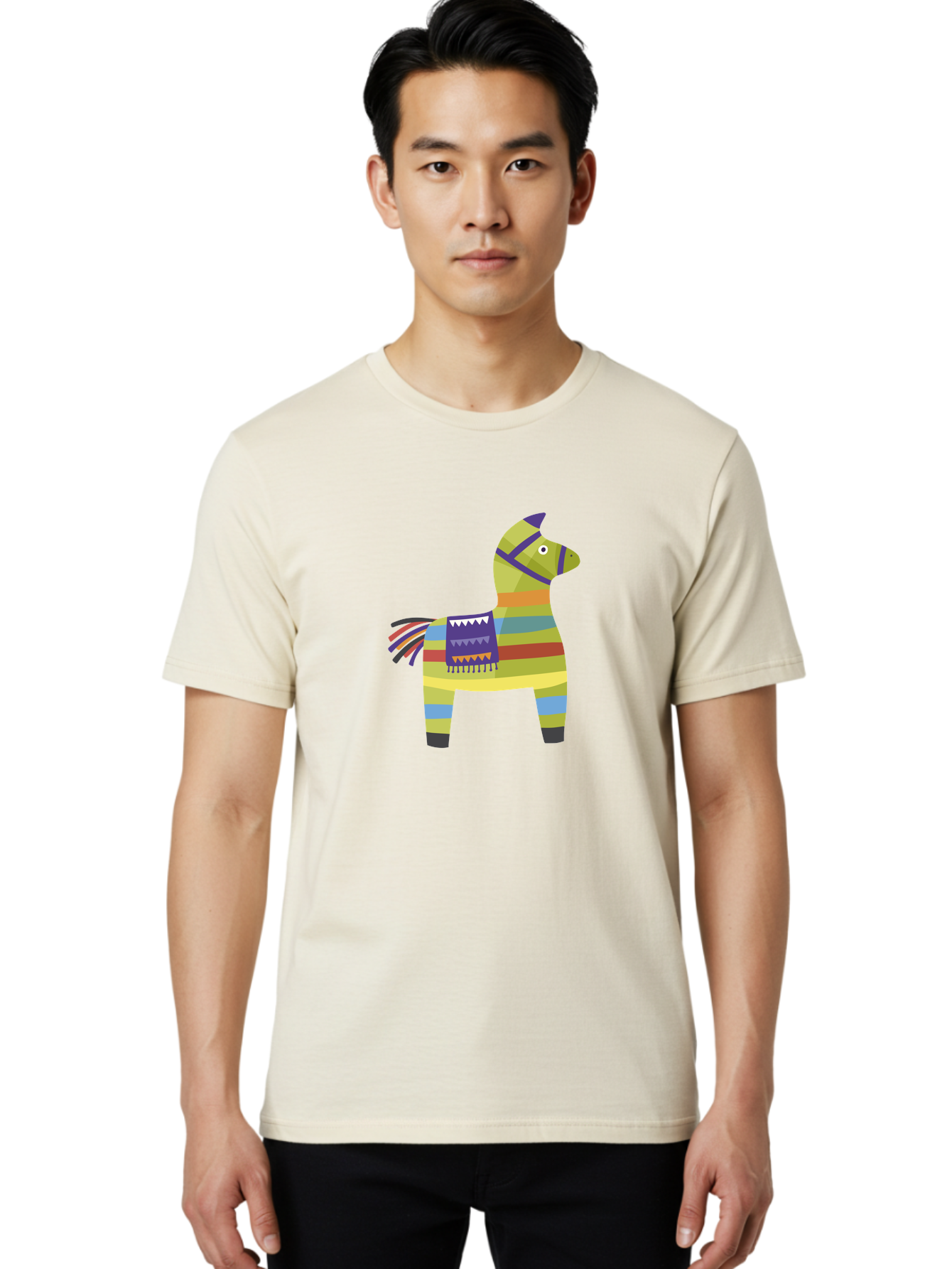 Pinata-Donkey Men'S Graphic Tee, 100% Cotton, Comfortable Casual Summer Wear, Machine Washable, Colorful Pinata Donkey, Festive Decor, Party Favors, Celebration, Cartoon Character, Vibrant Colors, Whimsical Design, Playful, Lively, Fun Aad732