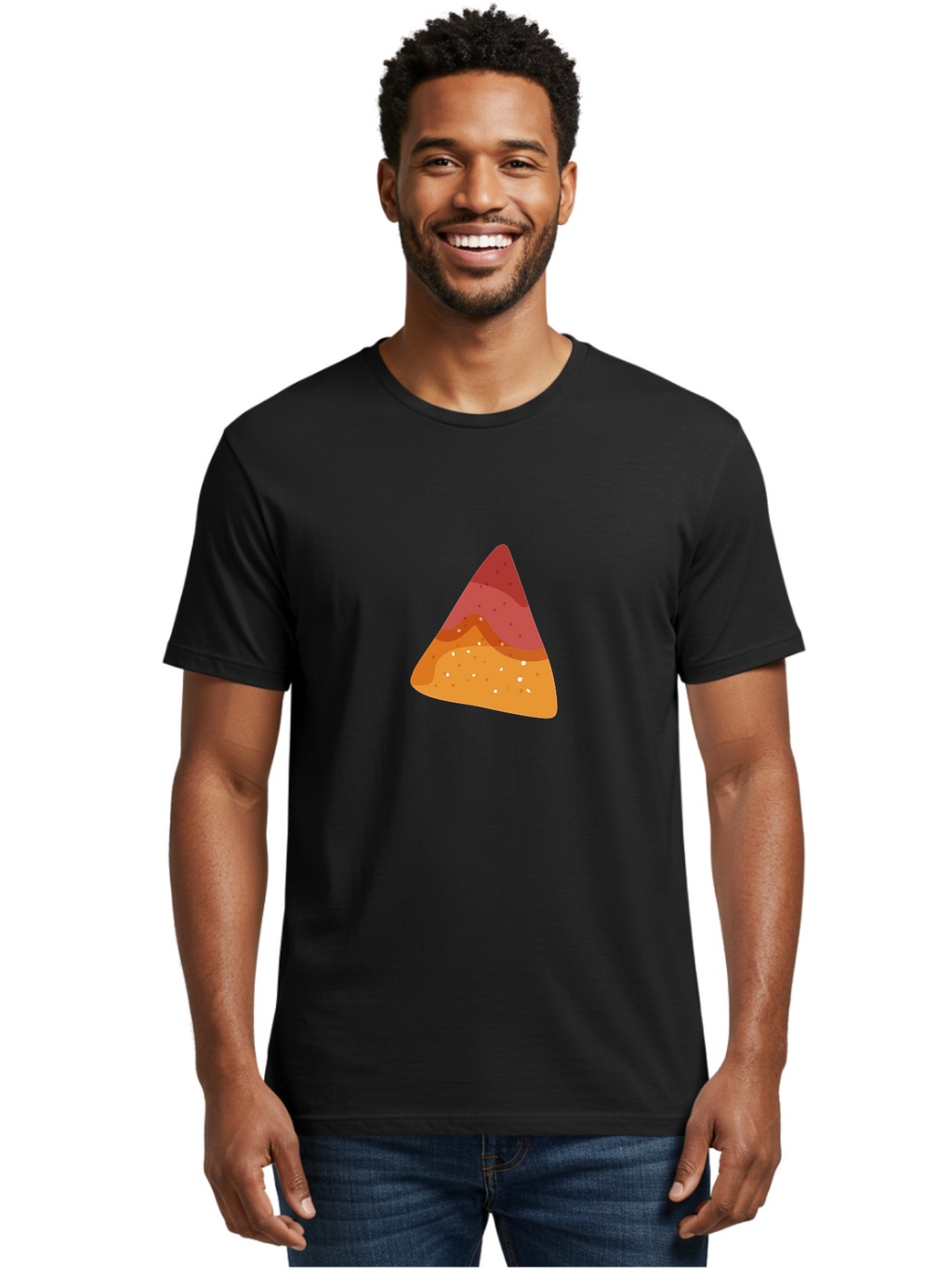 Pizza-Slice-1 Men'S Graphic Tee, 100% Cotton, Comfortable Casual Summer Wear, Machine Washable, Pizza Slice, Triangle Shape, Red Sauce, Melted Cheese, Savory Toppings, Italian Food, Delicious Treat, Tasty Snack, Cartoon Illustration Aad734