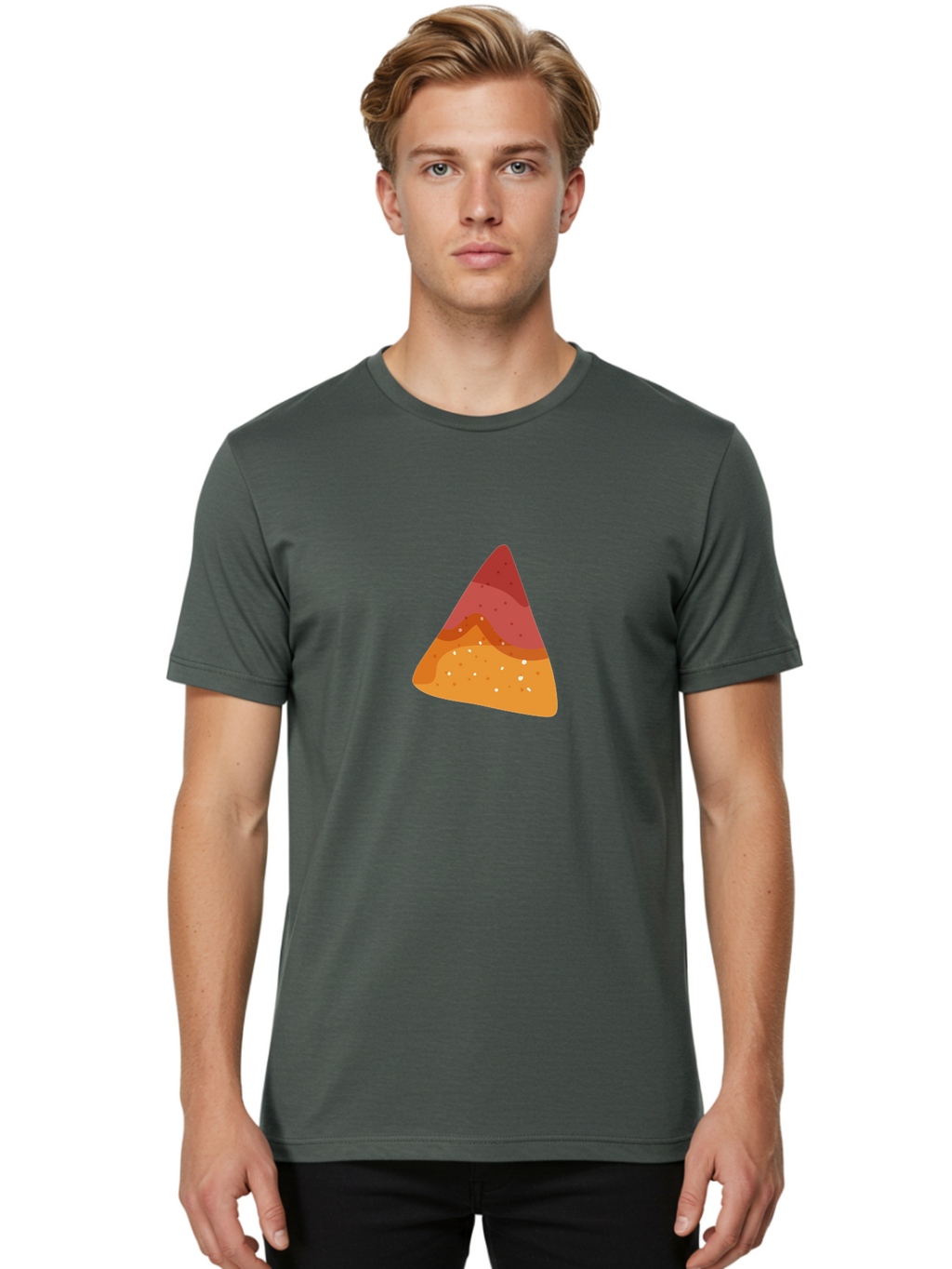 Pizza-Slice-1 Men'S Graphic Tee, 100% Cotton, Comfortable Casual Summer Wear, Machine Washable, Pizza Slice, Triangle Shape, Red Sauce, Melted Cheese, Savory Toppings, Italian Food, Delicious Treat, Tasty Snack, Cartoon Illustration Aad734