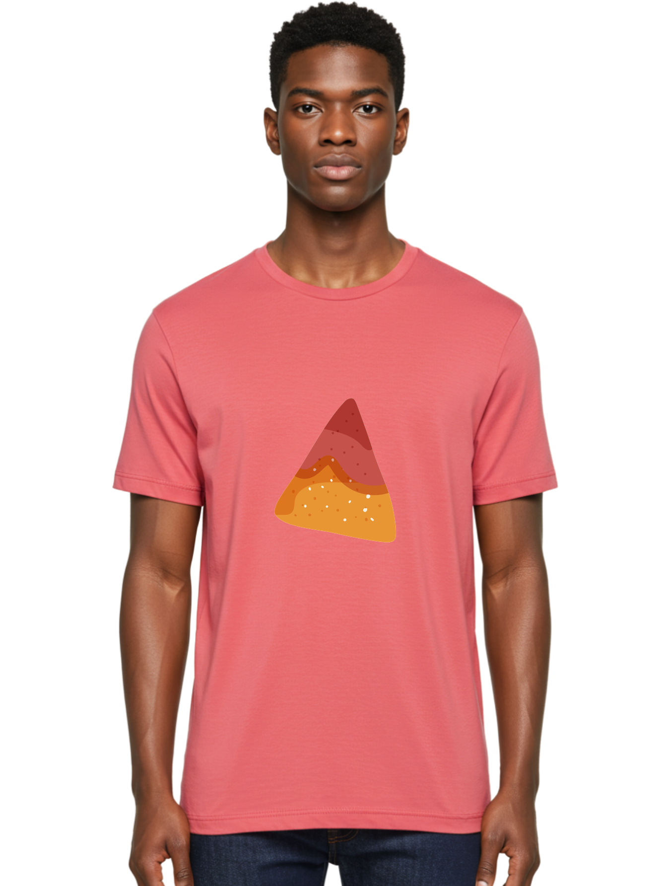 Pizza-Slice-1 Men'S Graphic Tee, 100% Cotton, Comfortable Casual Summer Wear, Machine Washable, Pizza Slice, Triangle Shape, Red Sauce, Melted Cheese, Savory Toppings, Italian Food, Delicious Treat, Tasty Snack, Cartoon Illustration Aad734