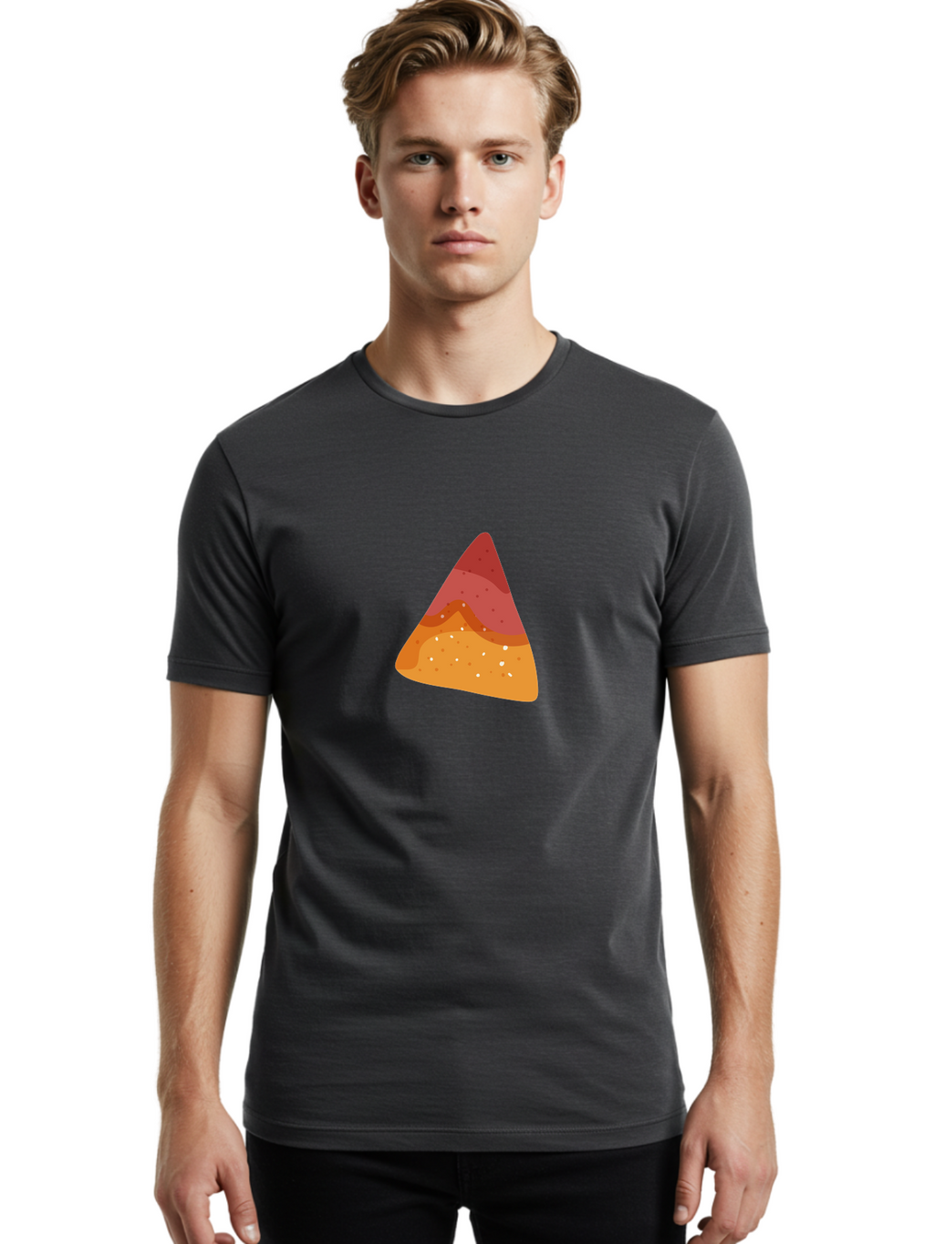 Pizza-Slice-1 Men'S Graphic Tee, 100% Cotton, Comfortable Casual Summer Wear, Machine Washable, Pizza Slice, Triangle Shape, Red Sauce, Melted Cheese, Savory Toppings, Italian Food, Delicious Treat, Tasty Snack, Cartoon Illustration Aad734