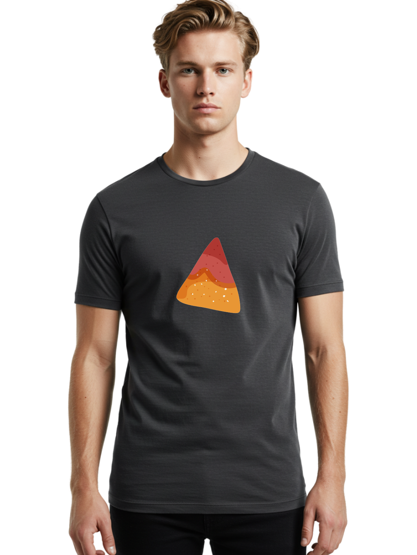 Pizza-Slice-1 Men'S Graphic Tee, 100% Cotton, Comfortable Casual Summer Wear, Machine Washable, Pizza Slice, Triangle Shape, Red Sauce, Melted Cheese, Savory Toppings, Italian Food, Delicious Treat, Tasty Snack, Cartoon Illustration Aad734