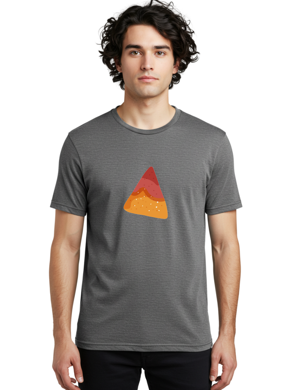 Pizza-Slice-1 Men'S Graphic Tee, 100% Cotton, Comfortable Casual Summer Wear, Machine Washable, Pizza Slice, Triangle Shape, Red Sauce, Melted Cheese, Savory Toppings, Italian Food, Delicious Treat, Tasty Snack, Cartoon Illustration Aad734