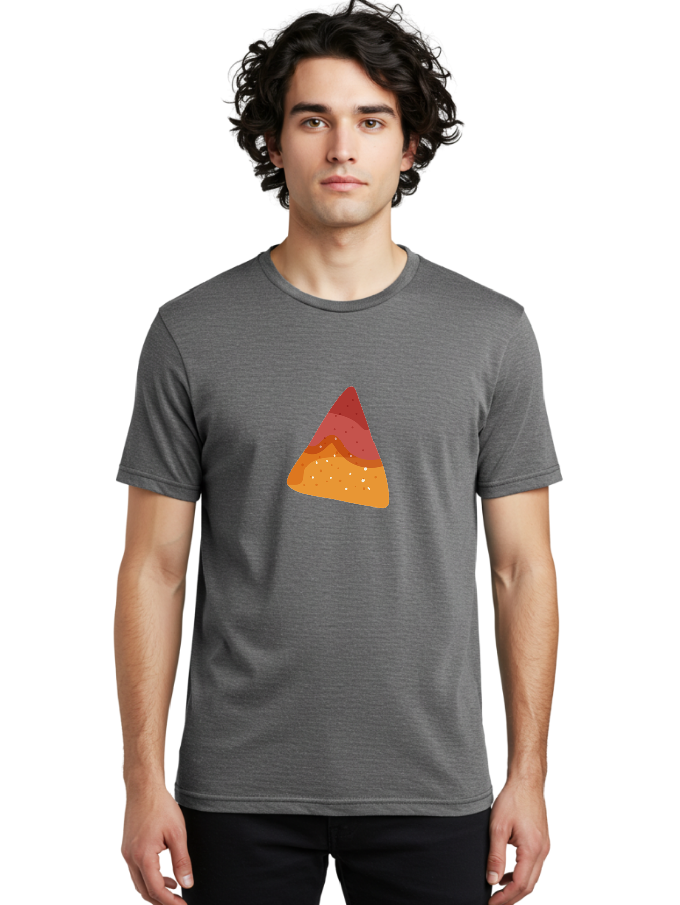 Pizza-Slice-1 Men'S Graphic Tee, 100% Cotton, Comfortable Casual Summer Wear, Machine Washable, Pizza Slice, Triangle Shape, Red Sauce, Melted Cheese, Savory Toppings, Italian Food, Delicious Treat, Tasty Snack, Cartoon Illustration Aad734